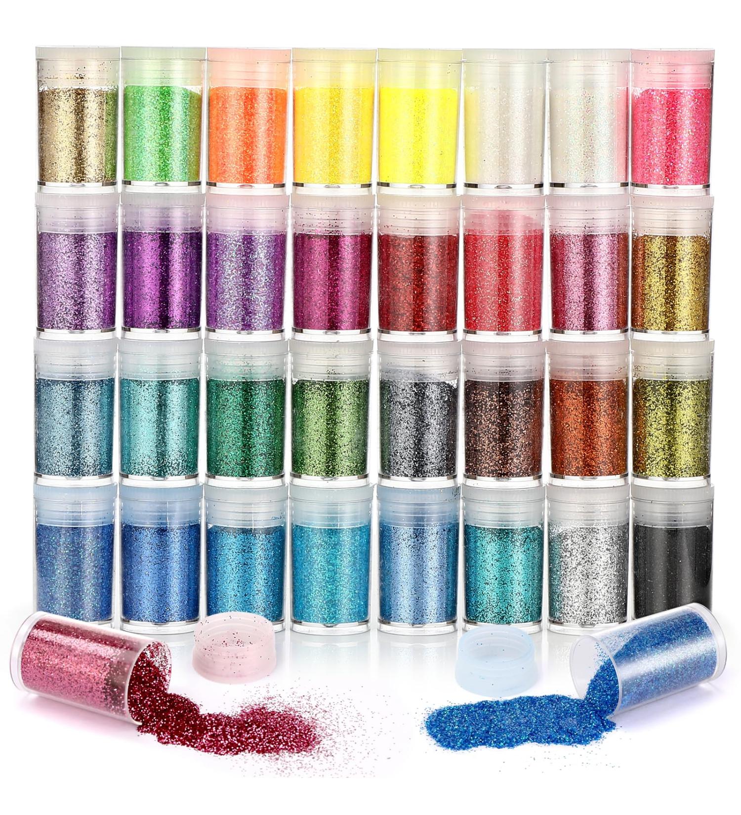 Royouzi 32 Colors Glitter Set - 256g Festival Face Nail Makeup & Hair Decoration | Perfect for Parties & DIY Crafts - Buy Online on GoSupps.com