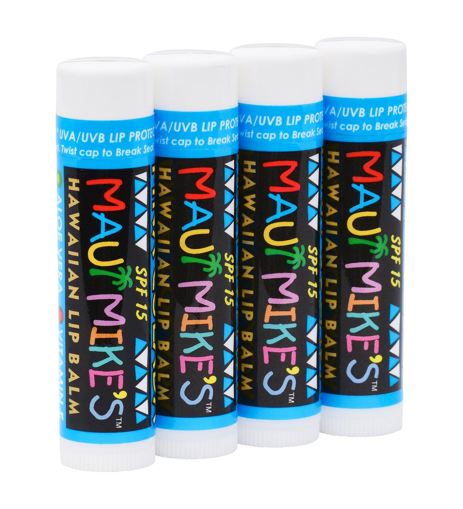 Maui Mike's Pina Colada Lip Balm (4 pack) | Soothing Lip Care with SPF 15, Aloe & Vitamin E | Restore Dry Lips Today - Buy Online on GoSupps.com