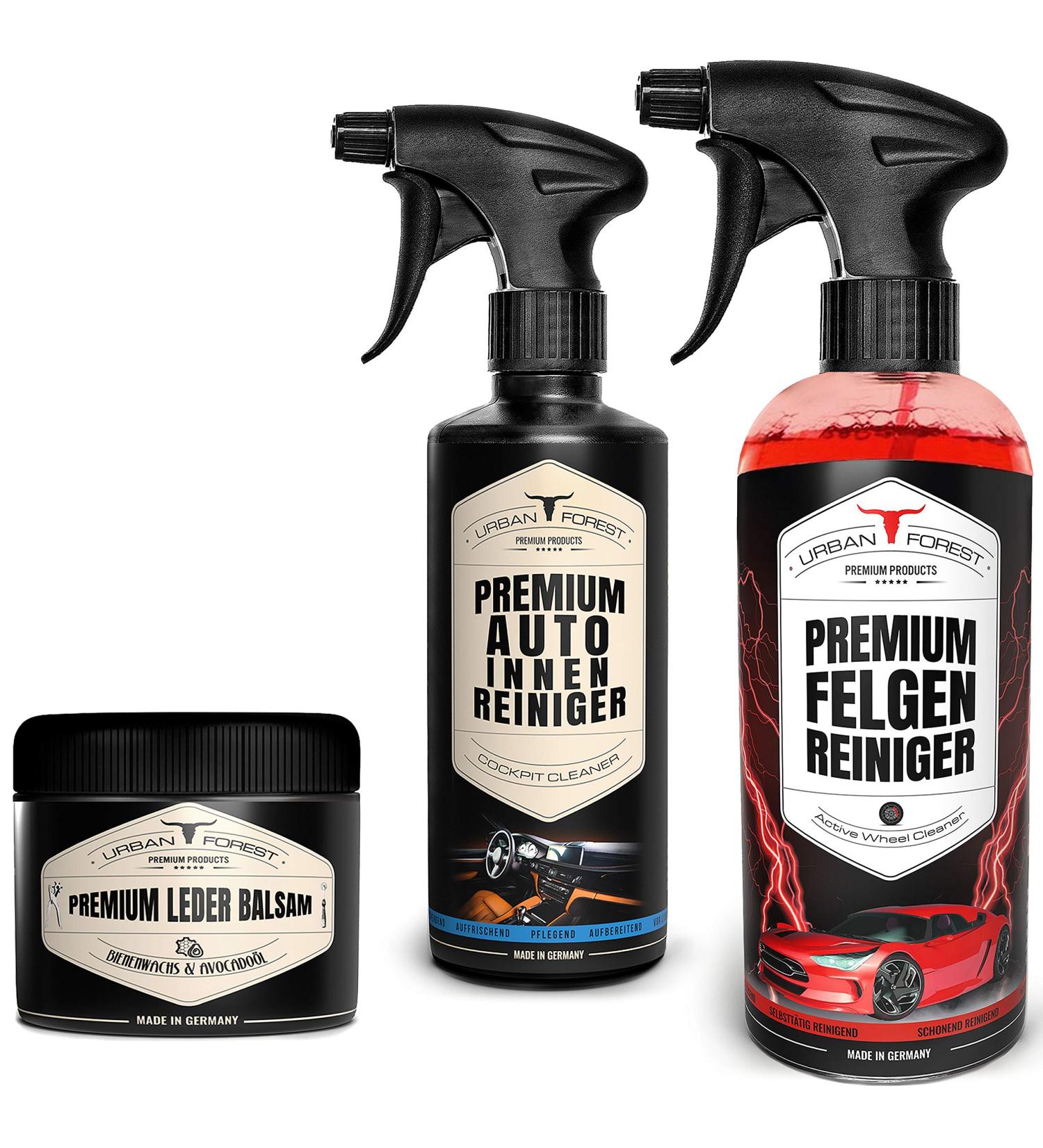 Premium Auto Cleaner Set - 500ml Interior Cleaner 1000ml Rim Cleaner & 250ml Leather Balm - Made in Germany | Urban Forest - Buy Online on GoSupps.com