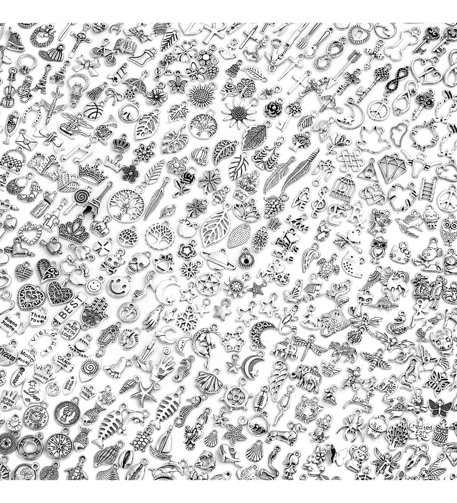 400 Pcs Wholesale Silver Charms for Jewelry Making - Tiny Assorted Tibetan Metal Pendants for DIY Bracelets and Necklaces - Buy Online on GoSupps.com