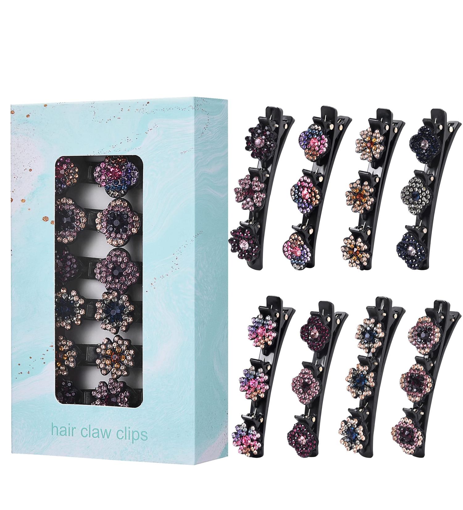 8 PCS Sparkling Crystal Stone Braided Hair Clips - Rhinestone Hairpins for Women and Girls - Buy Online on GoSupps.com