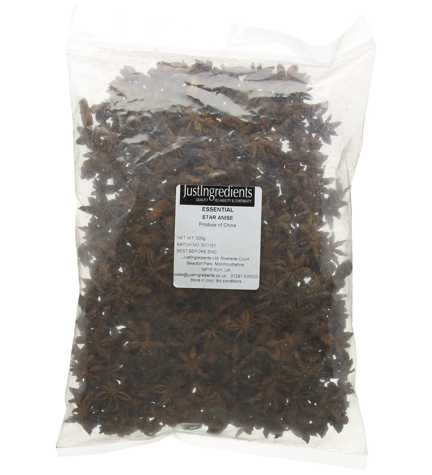 JustIngredients Essentials Star Anise 500g - Premium Quality Spice | Buy Online - Buy Online on GoSupps.com