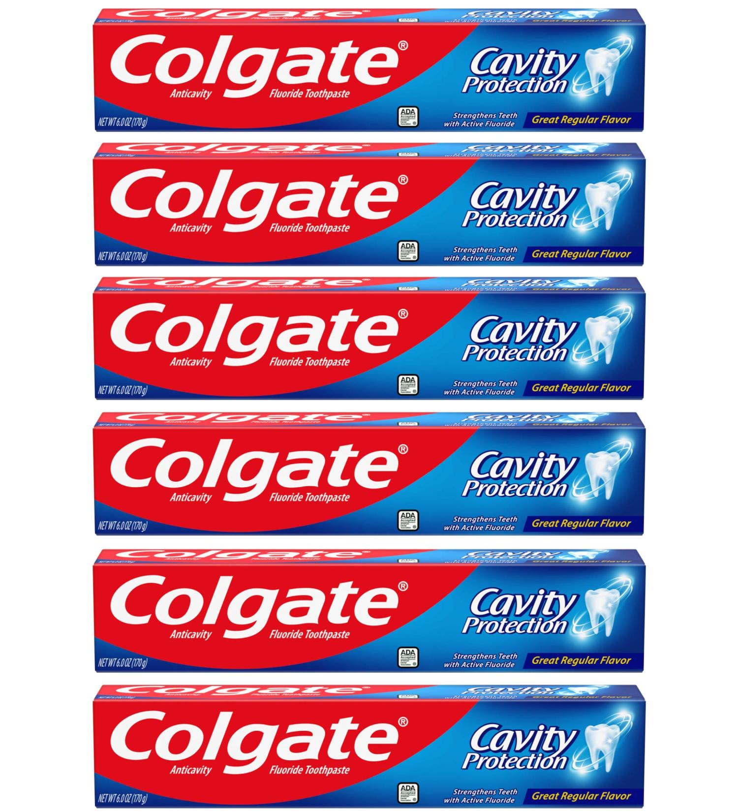 Colgate Cavity Protection Toothpaste with Fluoride 6oz - Pack of 6 | Regular White Toothpaste - Buy Online on GoSupps.com