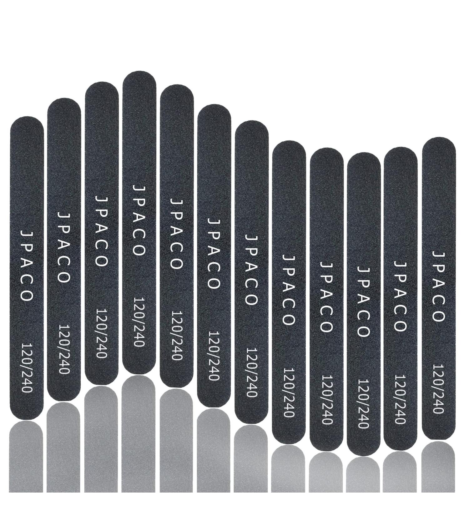 Nail Files 120 240 Grit - Double Sided Emery Board Black Washable Set (12 Pack) - Professional Manicure Tools for Natural, Acrylic, Poly, and Gel Nails by JPACO - Buy Online on GoSupps.com