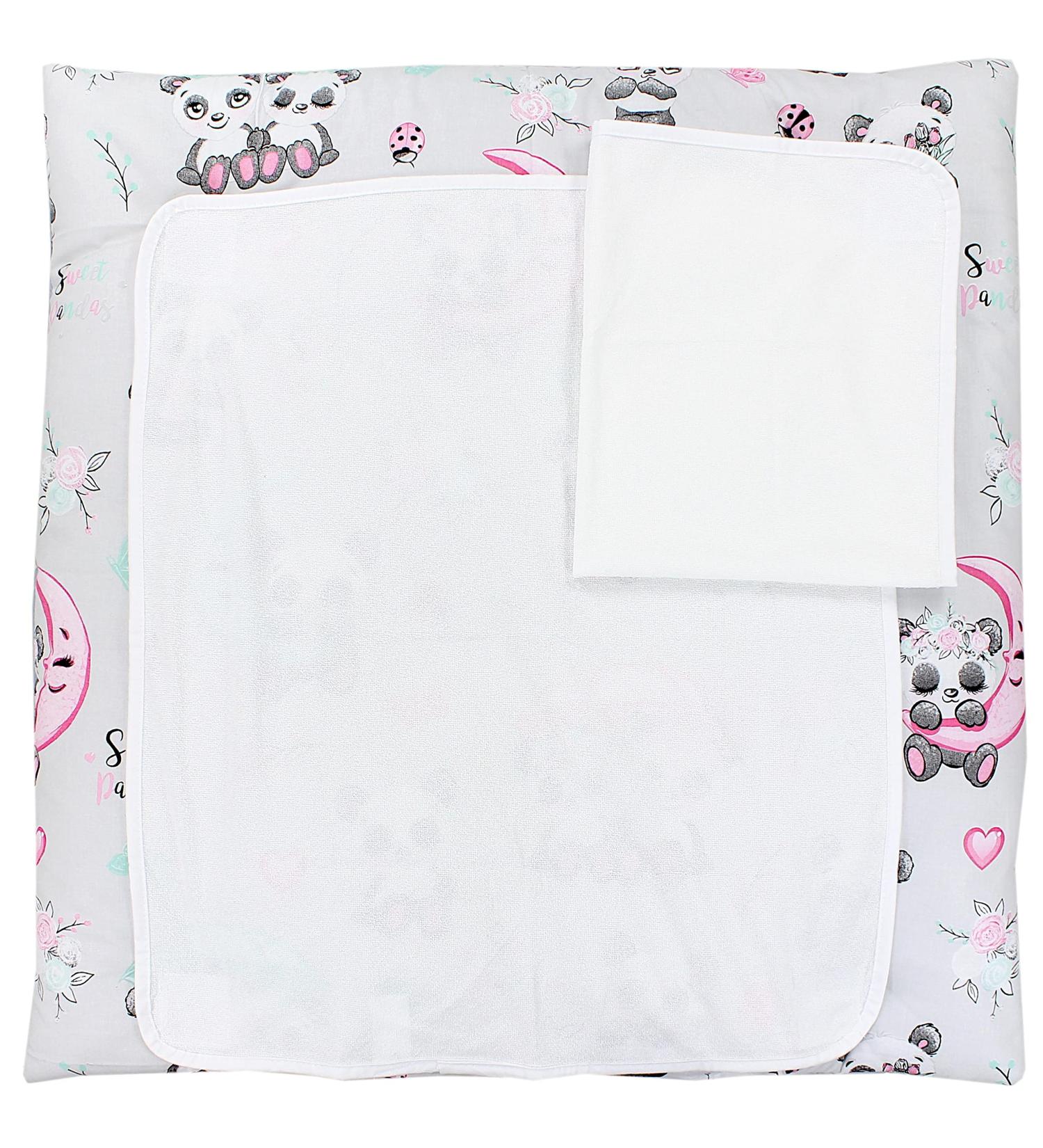 Tuptam Baby Changing Pad - Pandas with Umbrella | 76x76 cm | Includes 2 Terry Notes | International Shipping Available - Buy Online on GoSupps.com