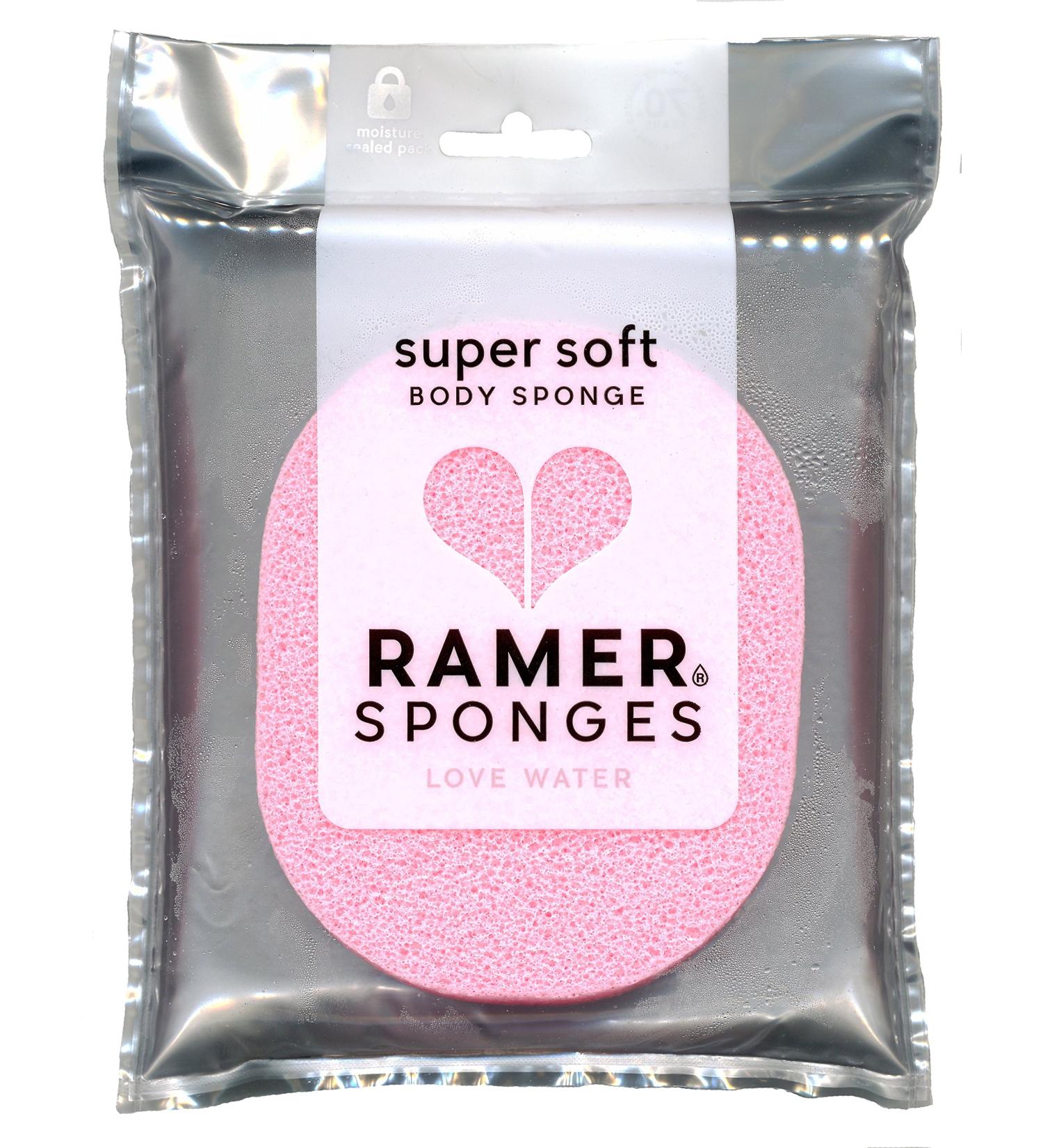 Ramer Shower Sponge - Super Soft Body Sponge Small (Pink)