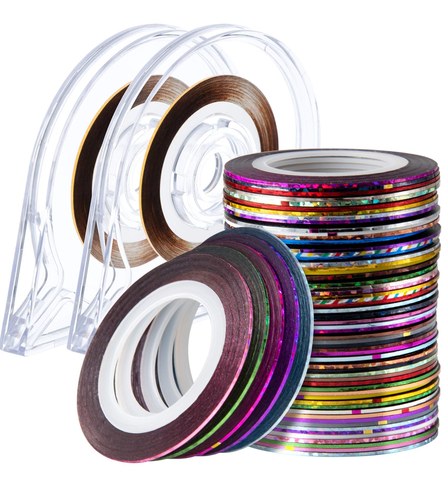 60 Colors Nail Striping Tape Line with 2 Nail Tape Dispensers - Nail Art Decoration Stickers for DIY Nail Tip Designs - Buy Online on GoSupps.com