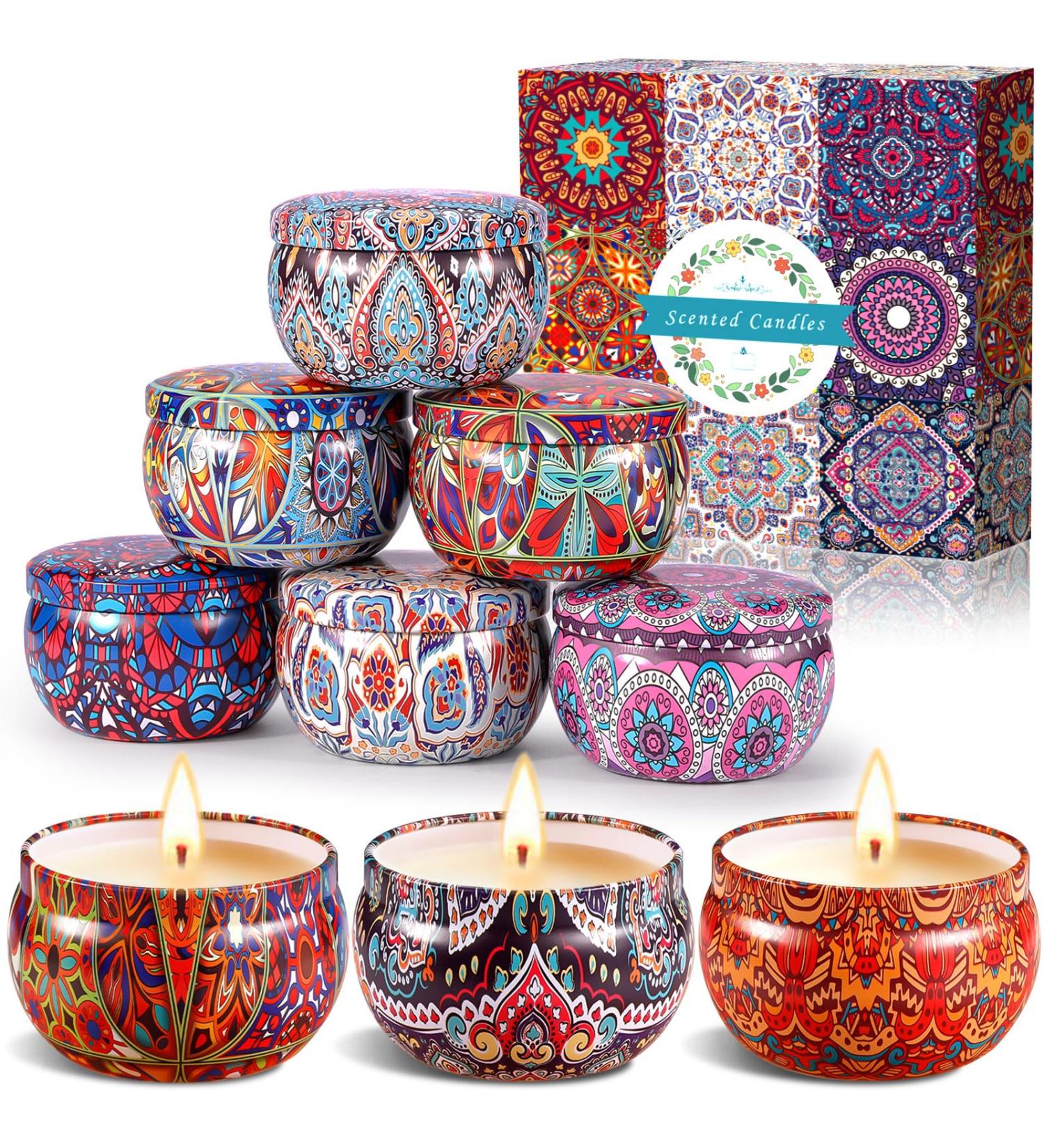 Amzeeniu Scented Candle Set - 9 Natural Soy Wax Flower Aroma Candles | Perfect Gift for Christmas Birthdays Anniversaries & Yoga Enthusiasts - Buy Online on GoSupps.com