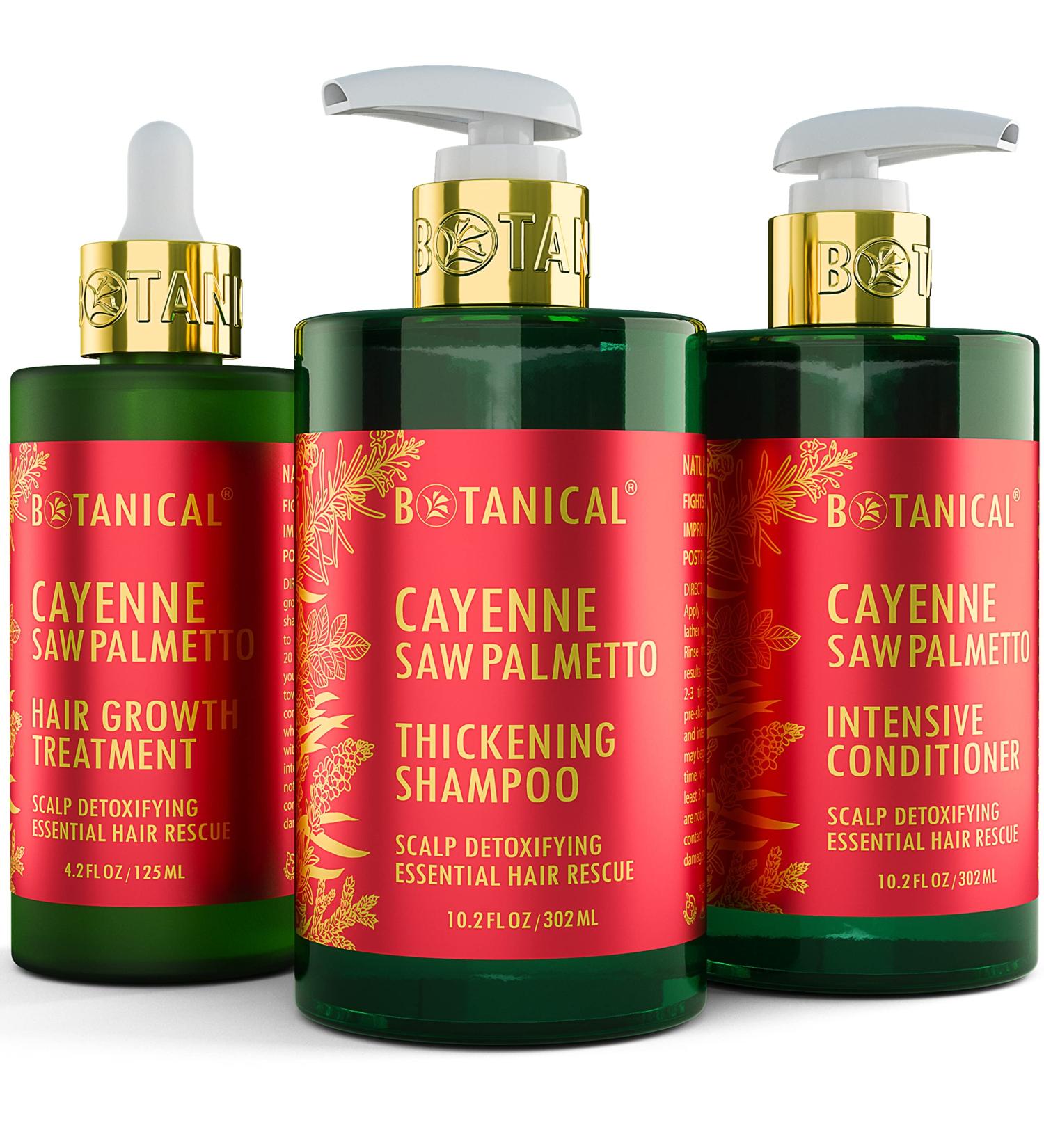 Botanical Hair Growth Treatment | Thickening Shampoo & Anti-Thinning Conditioner | Scalp Detox with Cayenne & Saw Palmetto for Men & Women - Buy Online on GoSupps.com