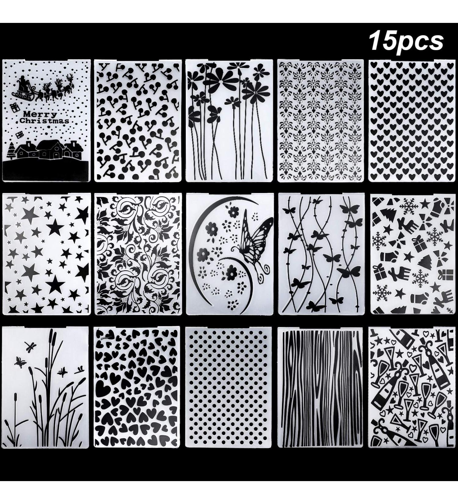 15 Pieces Embossing Folders 5.7 x 4.2 Inch Plastic Template Cards Christmas for Making Paper Cards Photo Album Wedding Decoration Scrapbooking Crafts - Buy Online on GoSupps.com