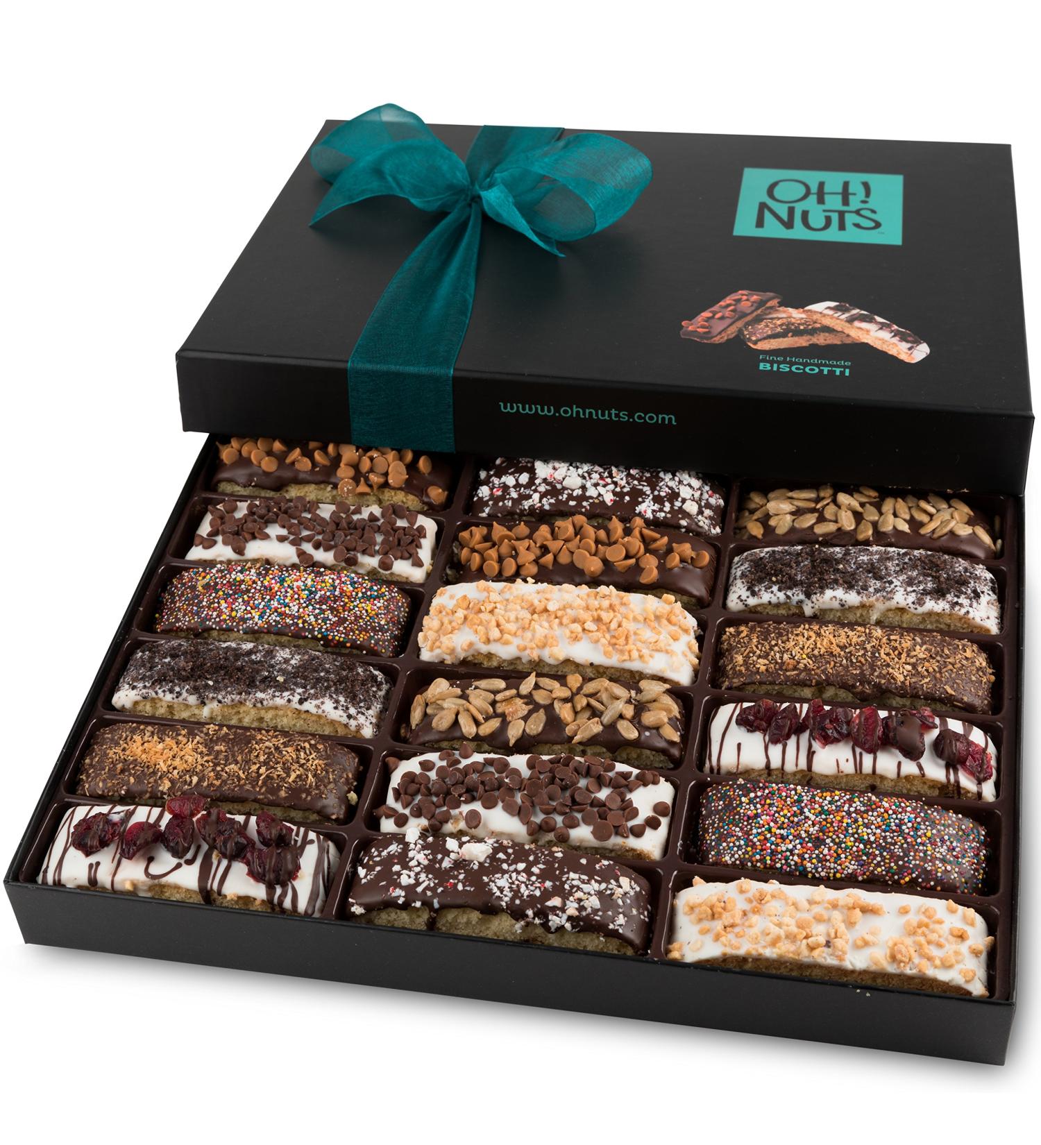 Chocolate Covered Biscotti Gift Basket | Gourmet Holiday Treats for Him or Her | Perfect Gift for Birthday, Anniversary, or Corporate Events | 18 Piece Assortment by Oh! Nuts - Buy Online on GoSupps.com