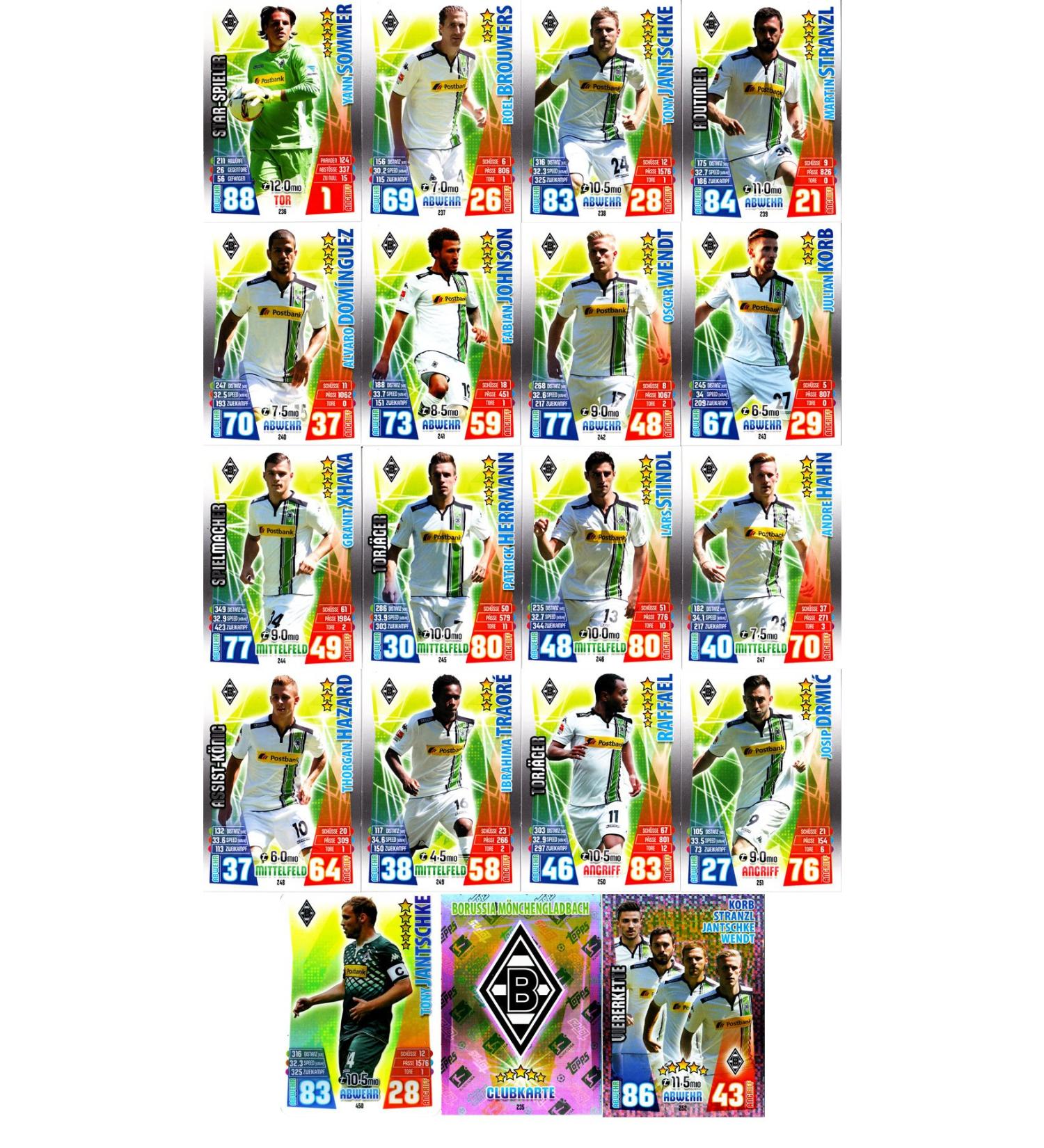 Match Attax Bundesliga 2015 2016 - Card Set Borussia M nchengladbach Cap Back Four Club Card - German