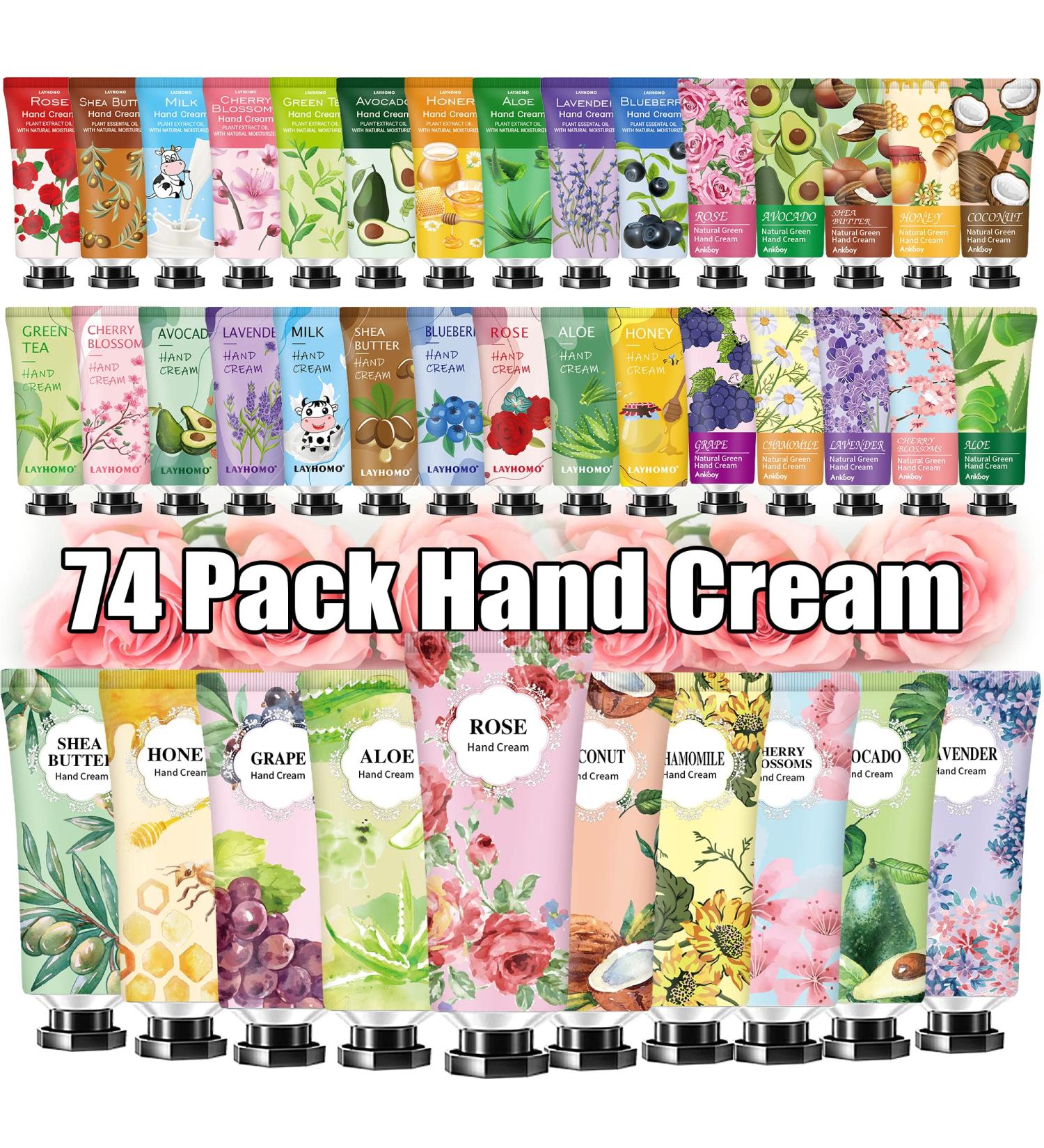 74 Pack Hand Cream Gift Set for Women - Mothers Day Gift - Natural Plant Lotion for Dry Hands - Mini Travel Size - Shea Butter Body Moisturizer - Natural Fragrance - Buy Online on GoSupps.com