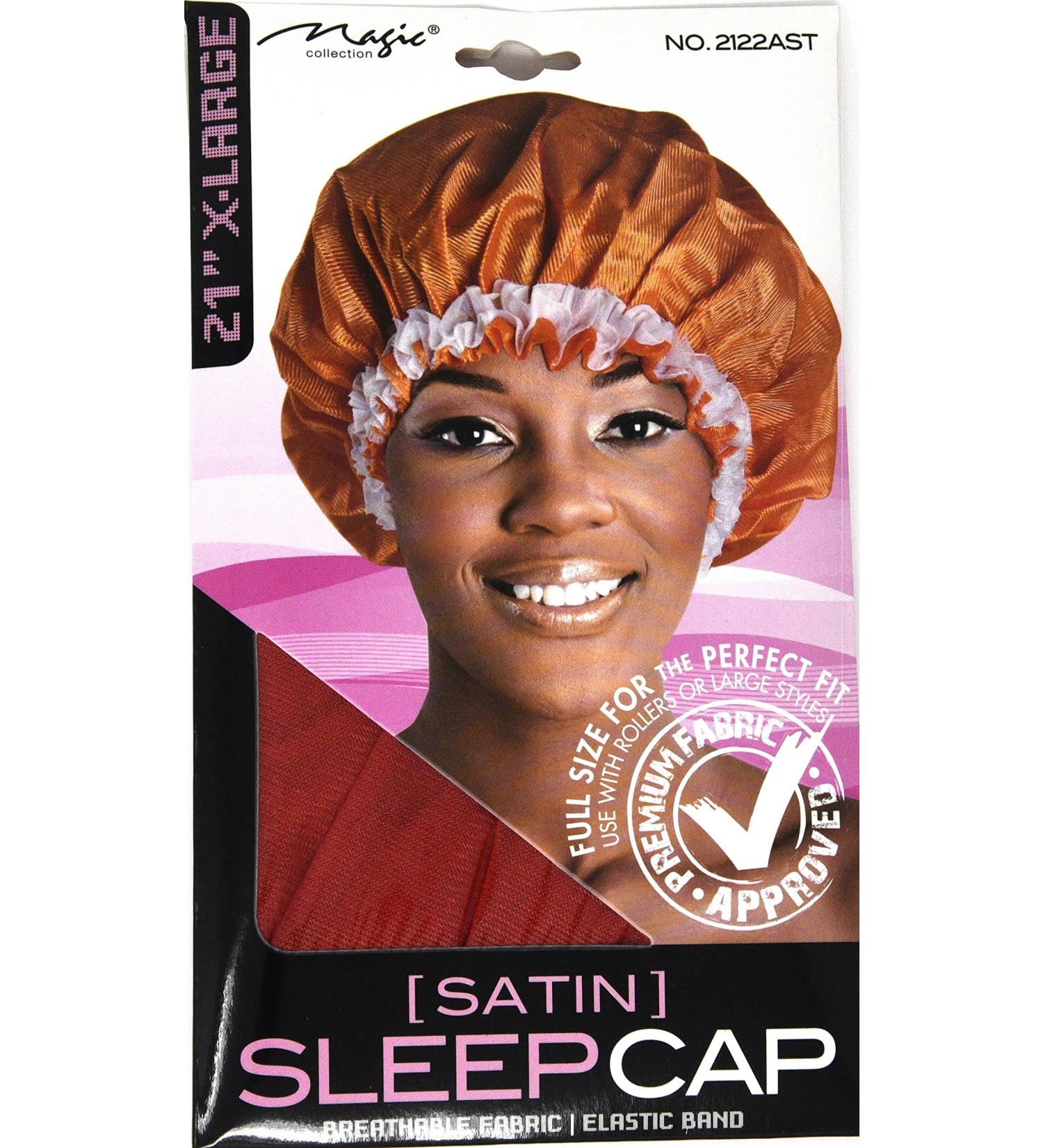 Magic Collection  21 Extra Large Elastic Band Satin Sleeping Cap - Red One Size Red
