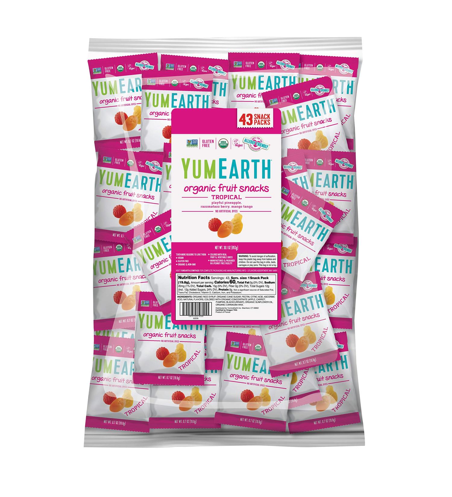 YumEarth Organic Fruit Snacks Tropical - 0.62 oz | Delicious & Healthy Treats - Buy Online on GoSupps.com