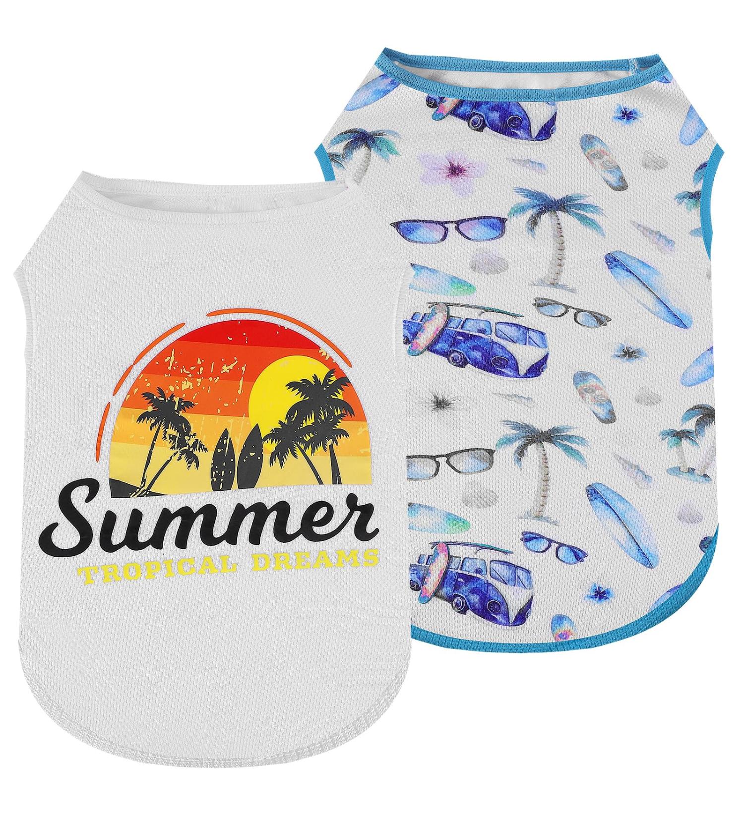 2-Pack Cute Soft Dog Shirts for Small Dogs - Summer Sleeveless Vests Light & Breathable Pet Clothing - Buy Online on GoSupps.com