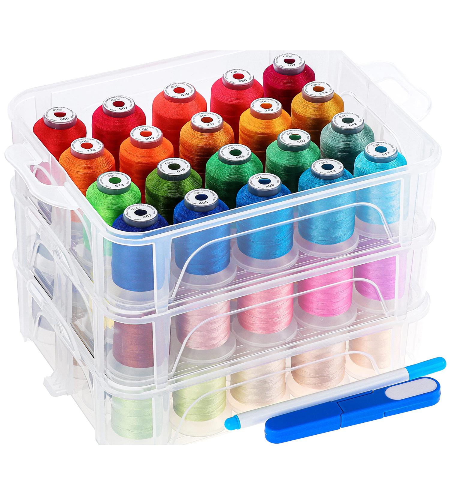 New brothread 60 Brother Colors Embroidery Machine Thread Set with Storage Box - 500m Each | Perfect for Embroidery and Sewing Projects - Buy Online on GoSupps.com