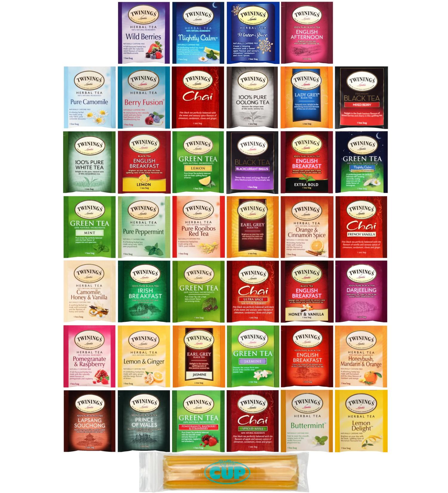 Twinings Tea Bags Sampler Variety Pack - 40 ct + By The Cup Honey Stix | Assorted Flavors - Buy Online on GoSupps.com