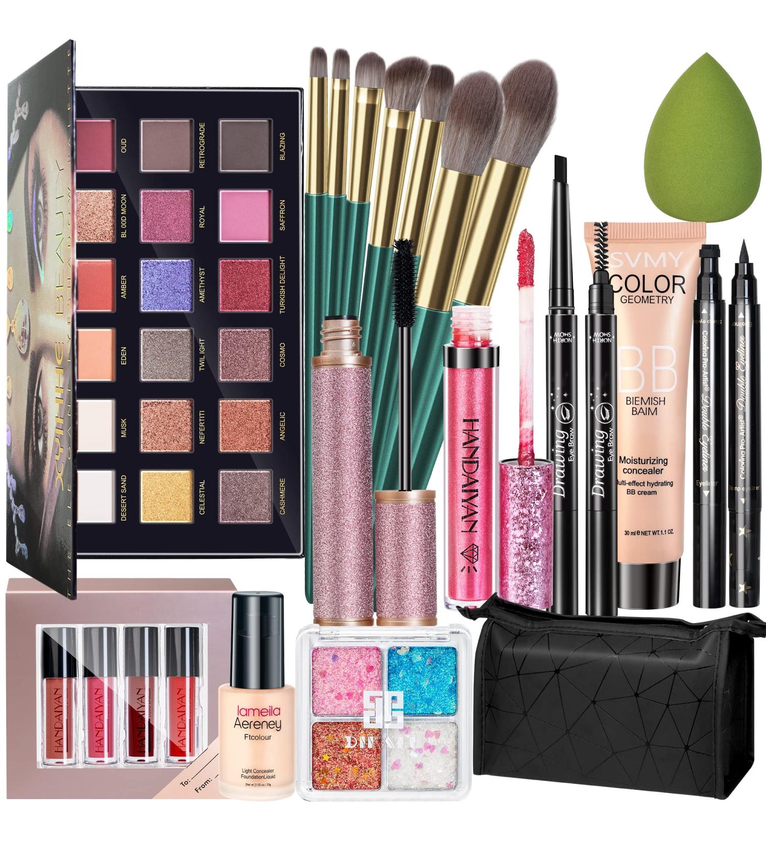 YKEILD 18-Color Makeup Kit for Women: Eyeshadow, Lipstick, Primer, Brush, Mascara, Eyeliner - Perfect Gift Set for Women, Girls, & Teens - Buy Online on GoSupps.com