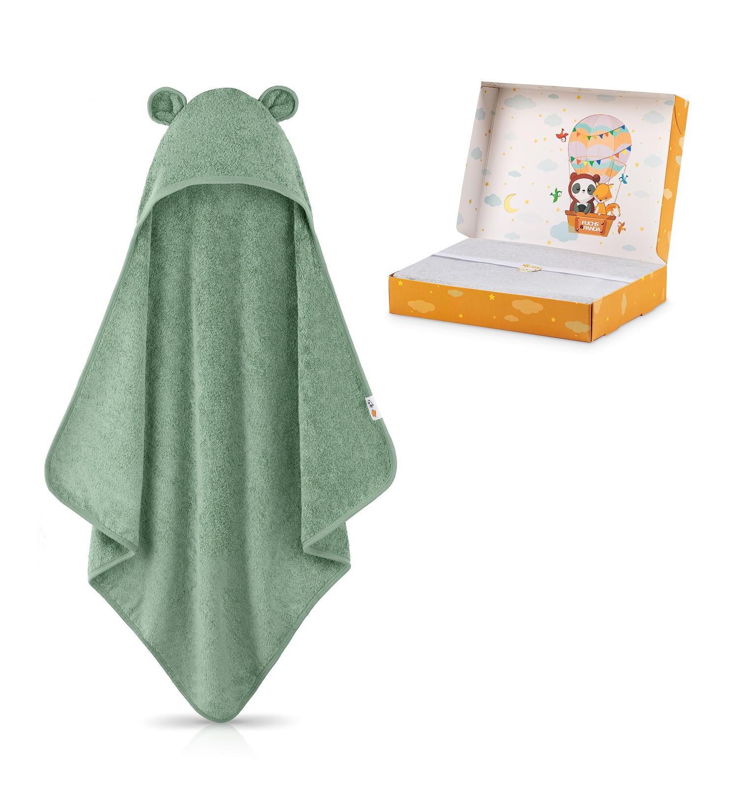 Fuchsundpanda Extra Thick Baby Hooded Towel | 100% Bamboo 75x75cm | Warm Soft Perfect Gift in Copper-Green - Buy Online on GoSupps.com