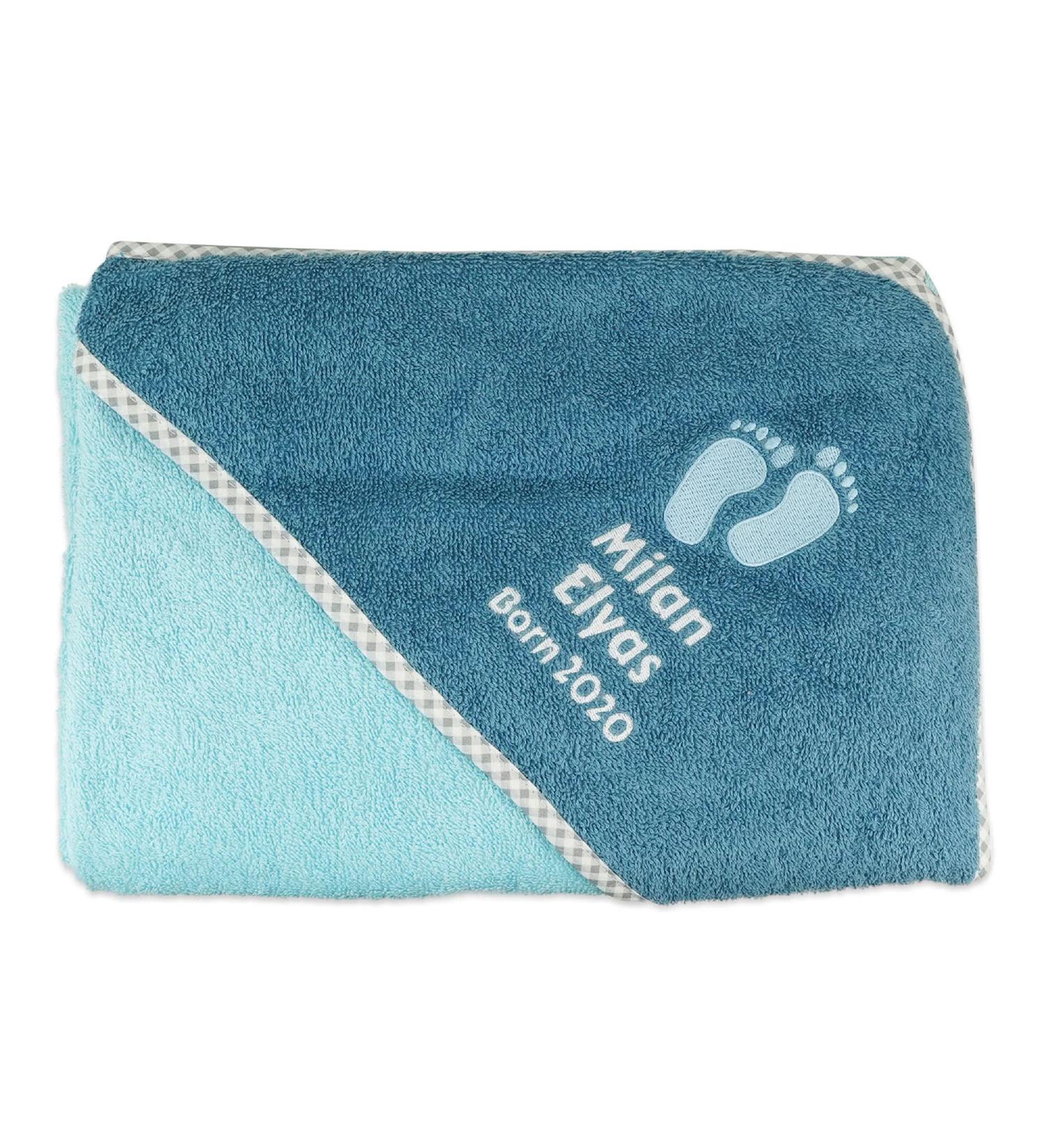 Personalized Wolimbo Hooded Towel for Baby & Children - Crystal Blue 80x80 cm with Custom Name & Motif - Buy Online on GoSupps.com