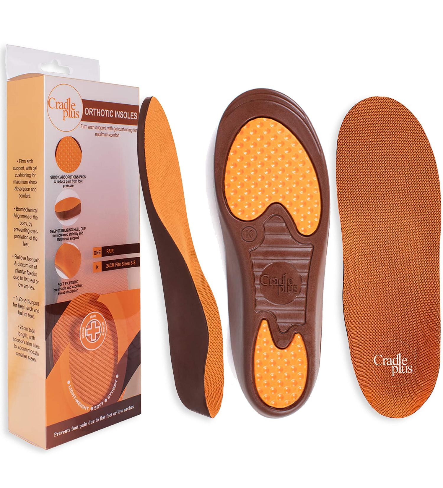 Women's Plantar Fasciitis Arch Support Insoles | Size K (6-8) | Kids Orthotic Inserts for Flat Feet | Relieve Heel & Foot Pain | Orange - Buy Online on GoSupps.com