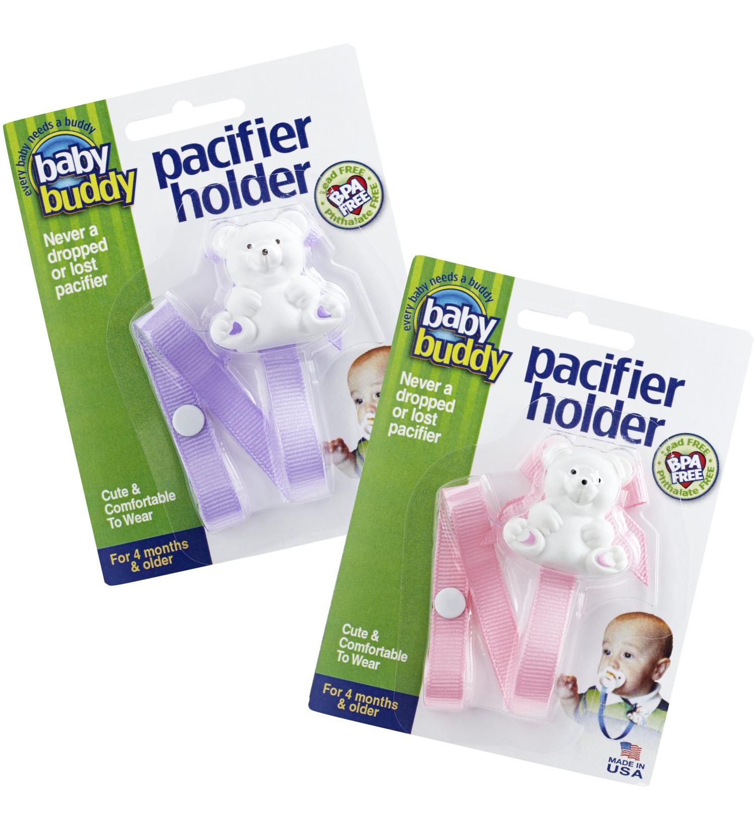 Pacifier Holder Clip for Babies & Toddlers - Lilac/Light Pink - 2 Ct | Baby Buddy Bear Design | Paci Teether Toy Clip | Baby Must-Have Accessory - Buy Online on GoSupps.com