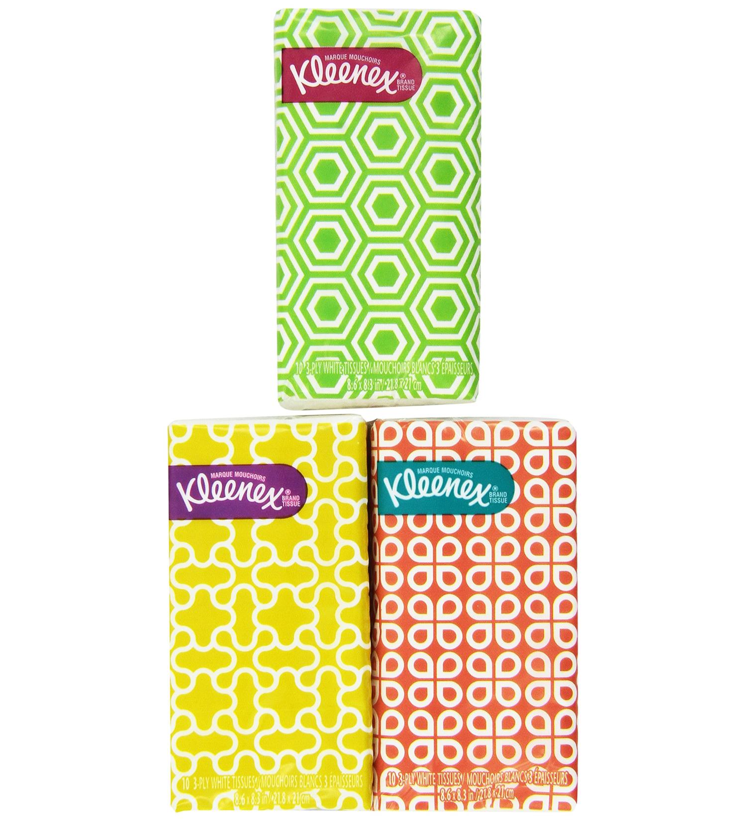 Kimberly-Clark Kleenex 3-Ply Pocket Packs Facial Tissues, 8 Count