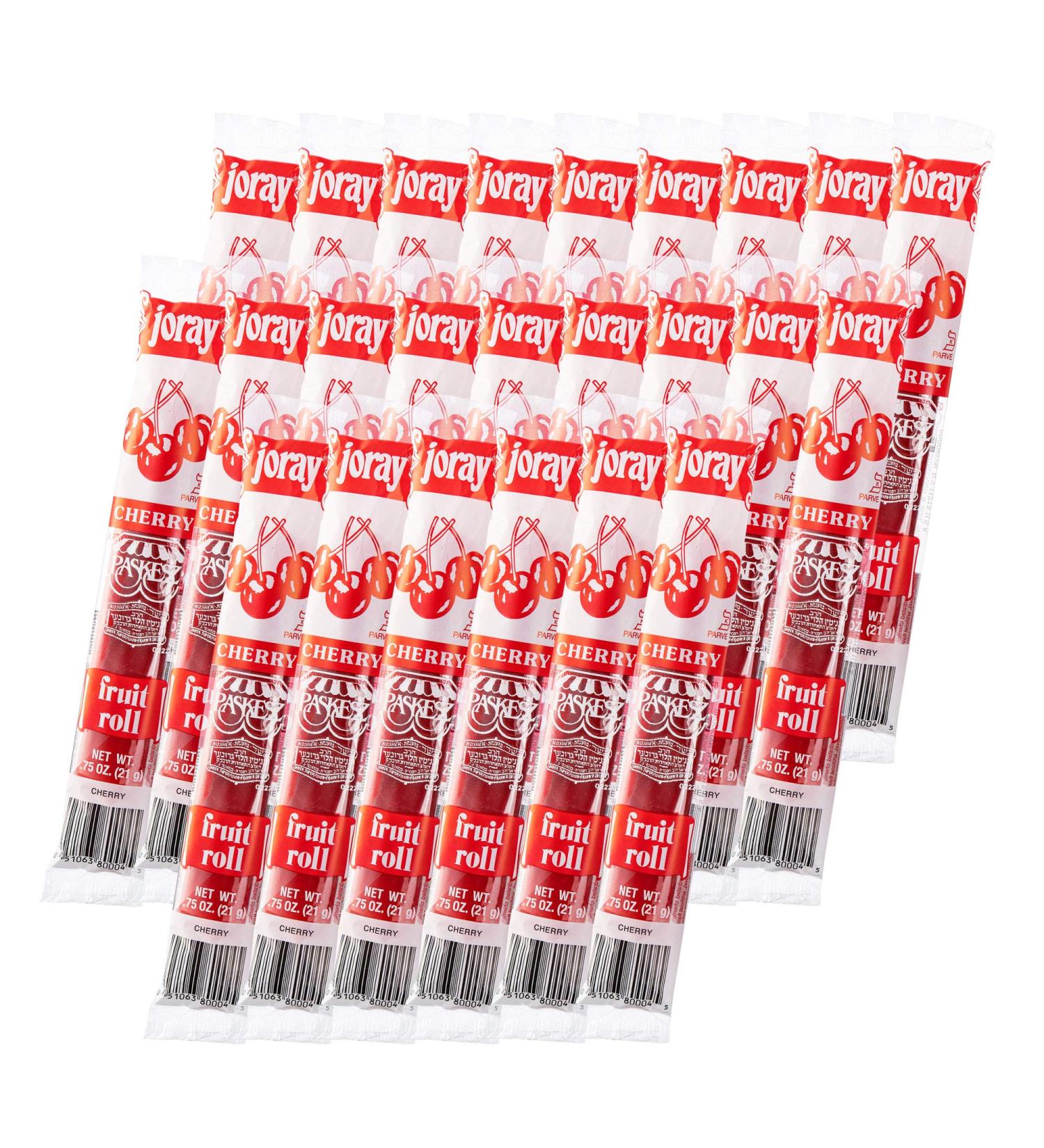 Joray Cherry Fruit Rolls - Fat-Free Fruit Snack with Real Fruit - Kosher Certified - 0.75oz (24 Pack) - Buy Online on GoSupps.com