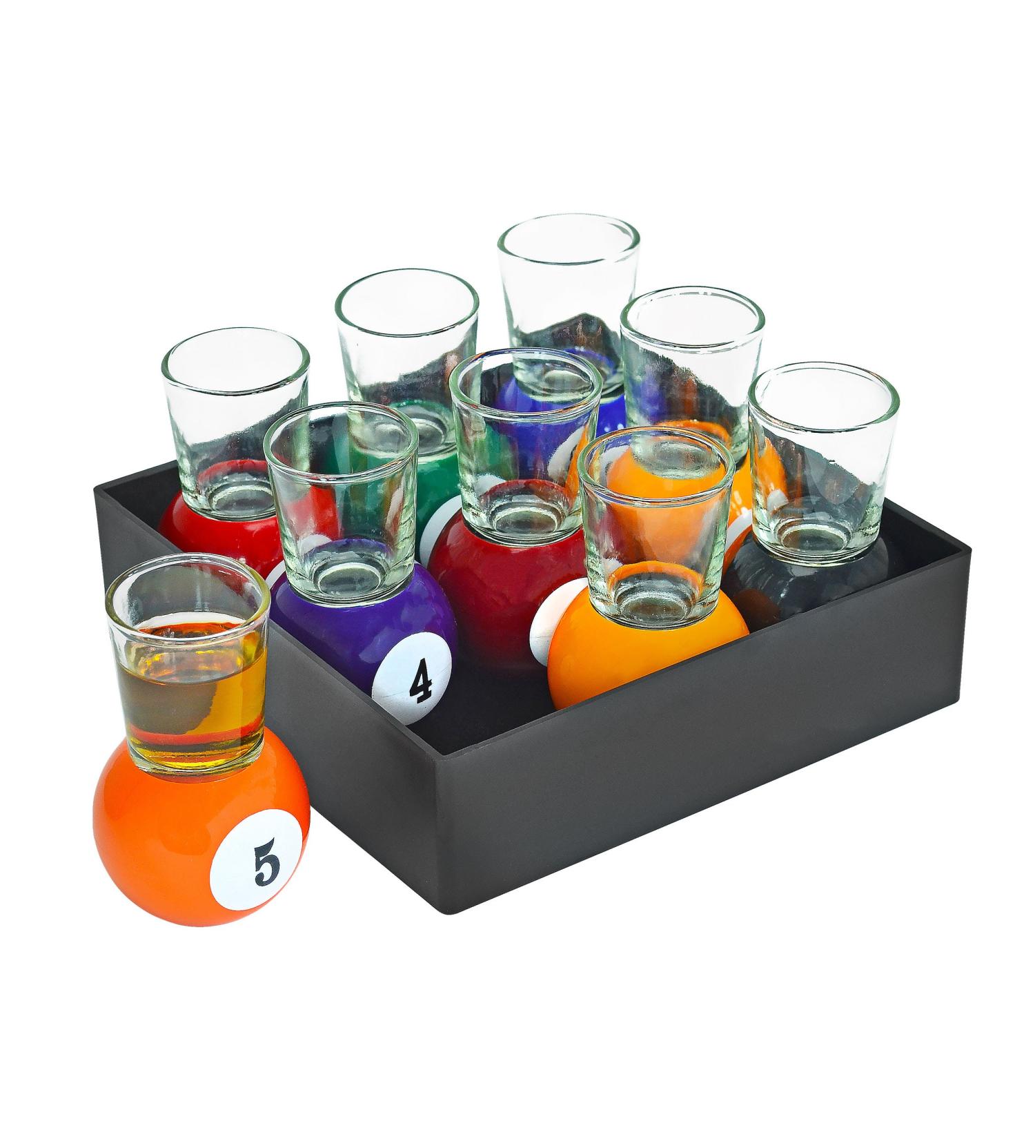 Fairly Odd Novelties Billiards Pool Ball Shot Glasses Set - 9-Piece Fun Sports Bar Drinking Gift Pack, 1 Ounce, Multicolor - Buy Online on GoSupps.com