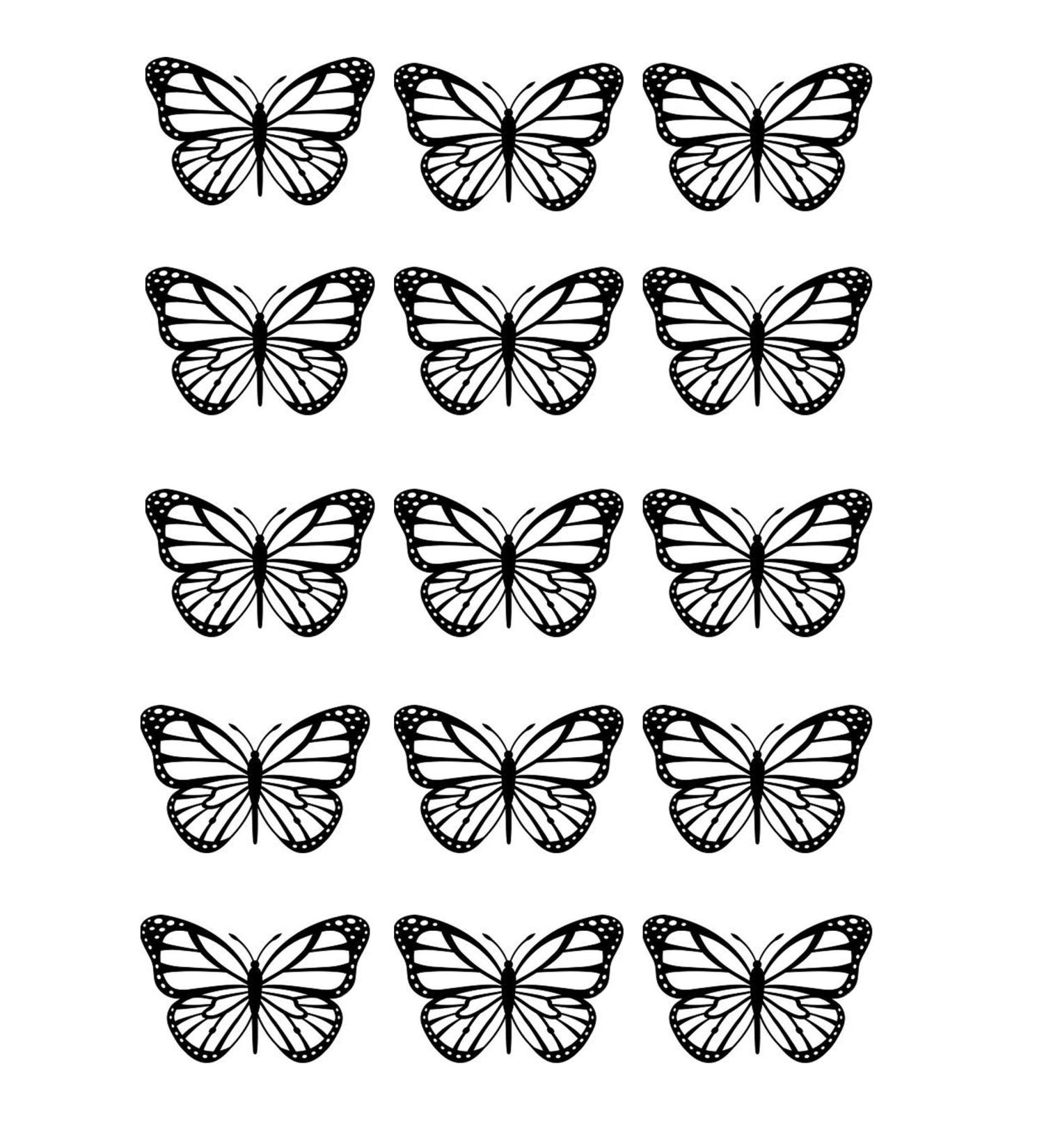 15 Black and White Edible Monarch Butterfly Cupcake Topper Decorations