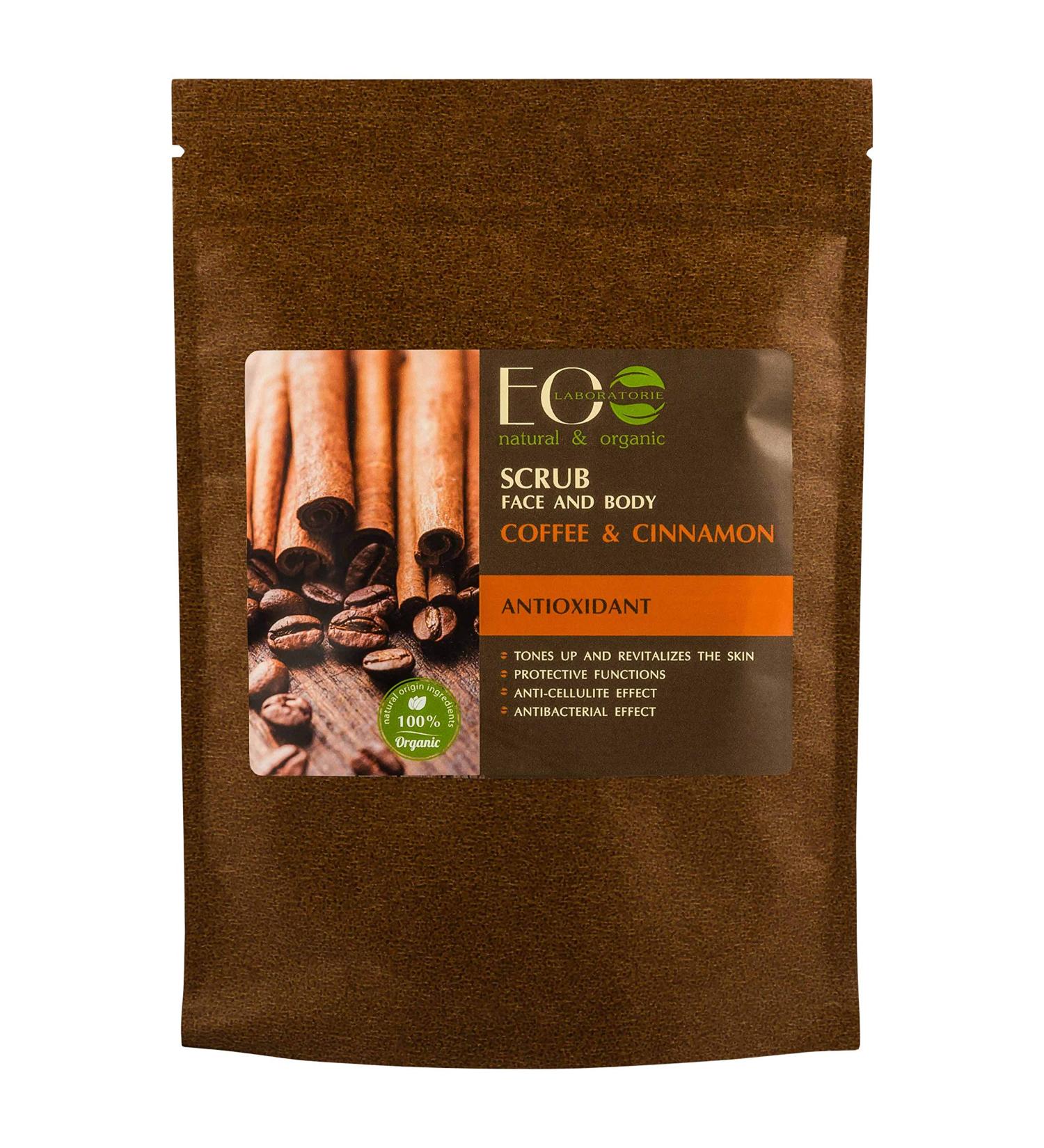 EO Laboratorie Natural Dry Face & Body Scrub - Coffee & Cinnamon Antioxidant 200g | Best Exfoliating Skincare for Glowing Skin - Buy Online on GoSupps.com