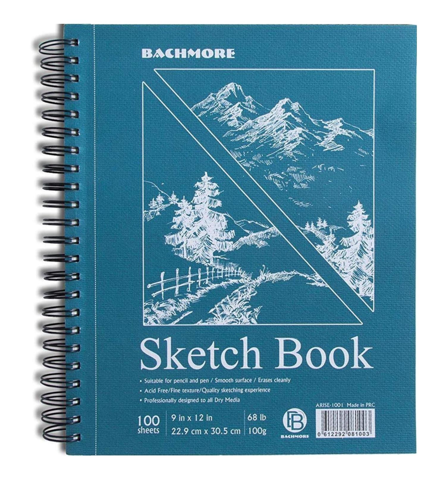 Bachmore Sketchpad 9X12 Inch | 100 Sheets Sketch Book for Artists | Spiral Bound | Marker, Ink, Colored Pencil, Acrylic Paint, Charcoal - Buy Online on GoSupps.com