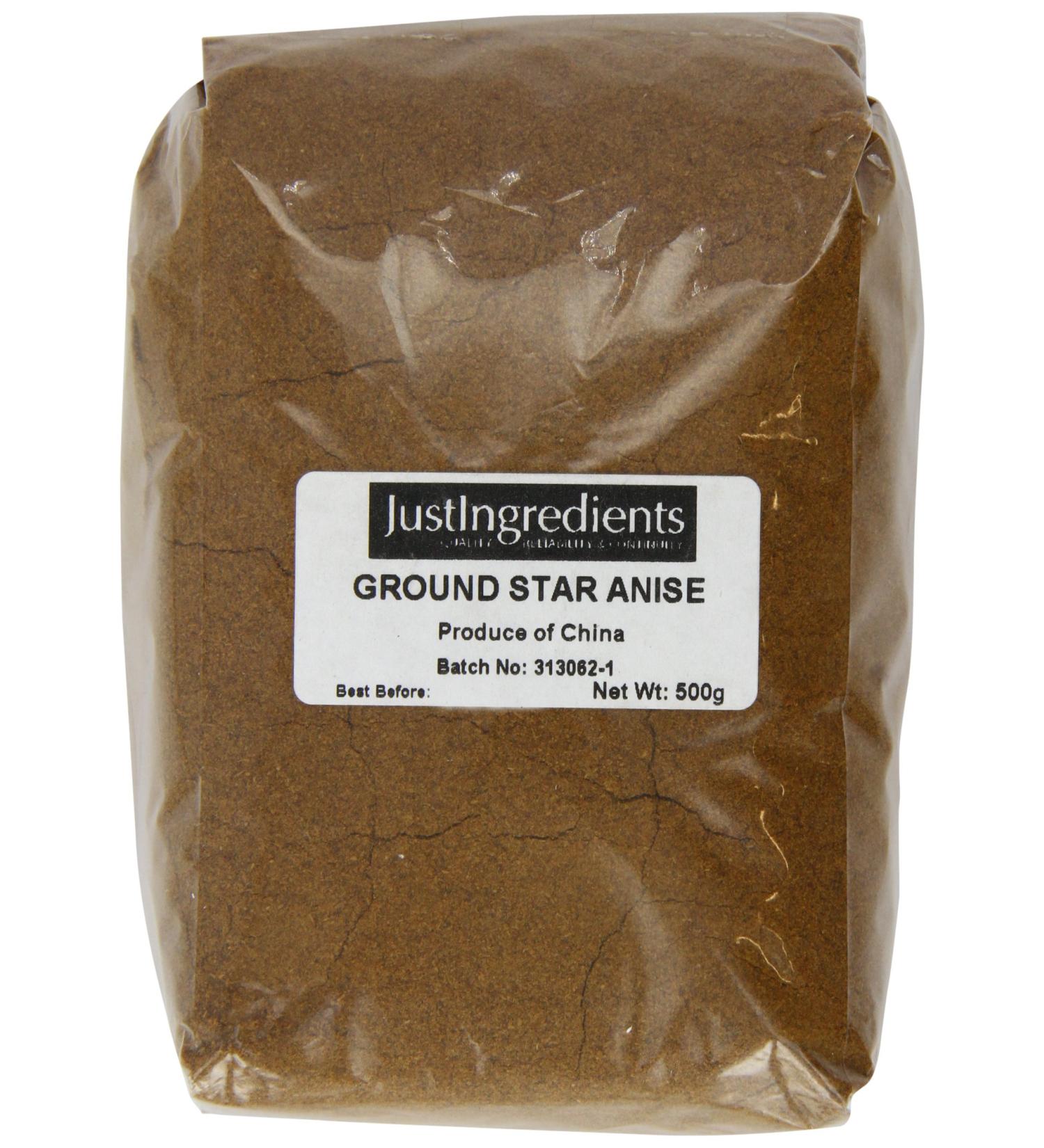 JustIngredients Essentials Star Aniseed Ground 500g - Premium Quality Spice - Buy Online on GoSupps.com
