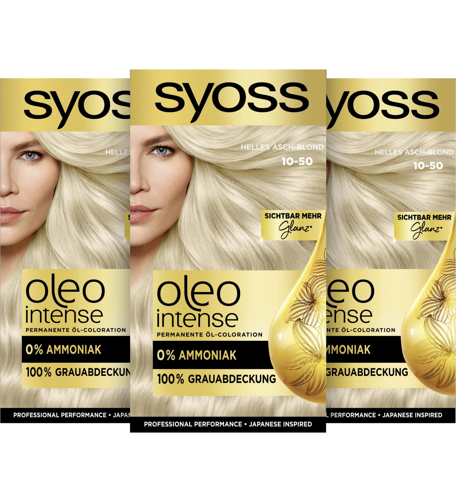 Syoss Oleo Intense 10-50 Light Ash Blonde Permanent Hair Color - Ammonia-Free Nourishing Oil Formula (115 ml) | International Shipping Available - Buy Online on GoSupps.com