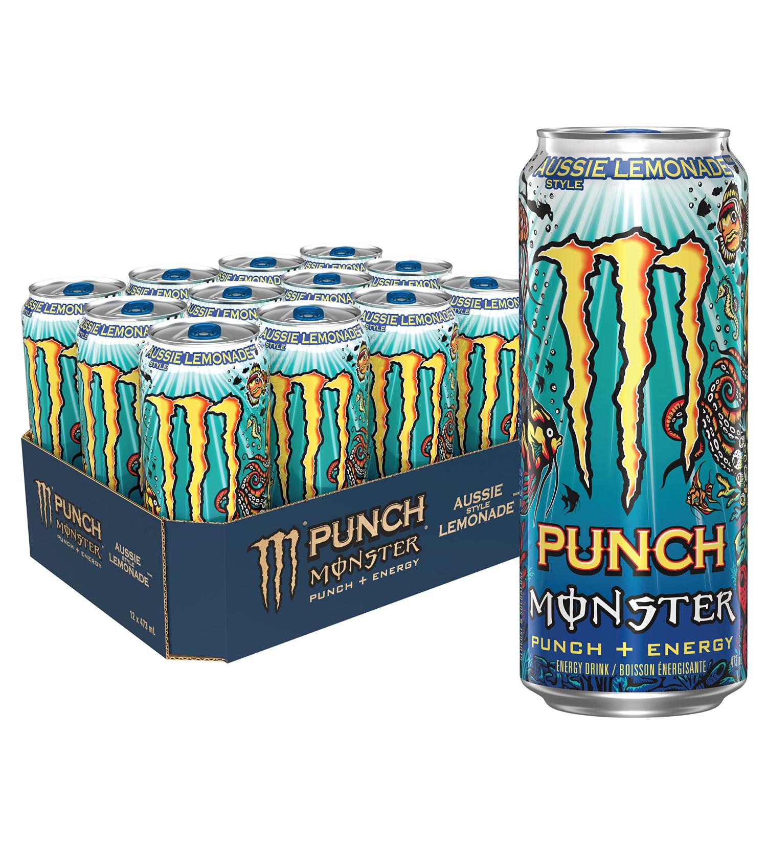 Monster Energy Punch Aussie Style Lemonade 473mL Cans Pack of 12 - Buy Online on GoSupps.com