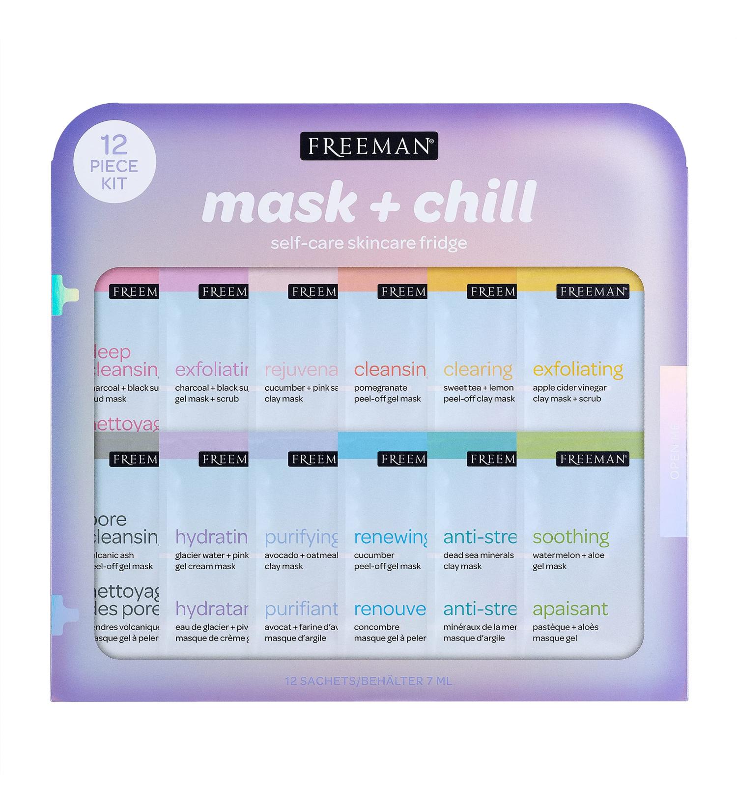 FREEMAN Limited Edition Mask & Chill Holiday Kit - 12-Piece Set for Exfoliating, Hydrating, Relieving Stress, and Refining Pores - Facial Mask Variety for Self-Care Skincare - Buy Online on GoSupps.com