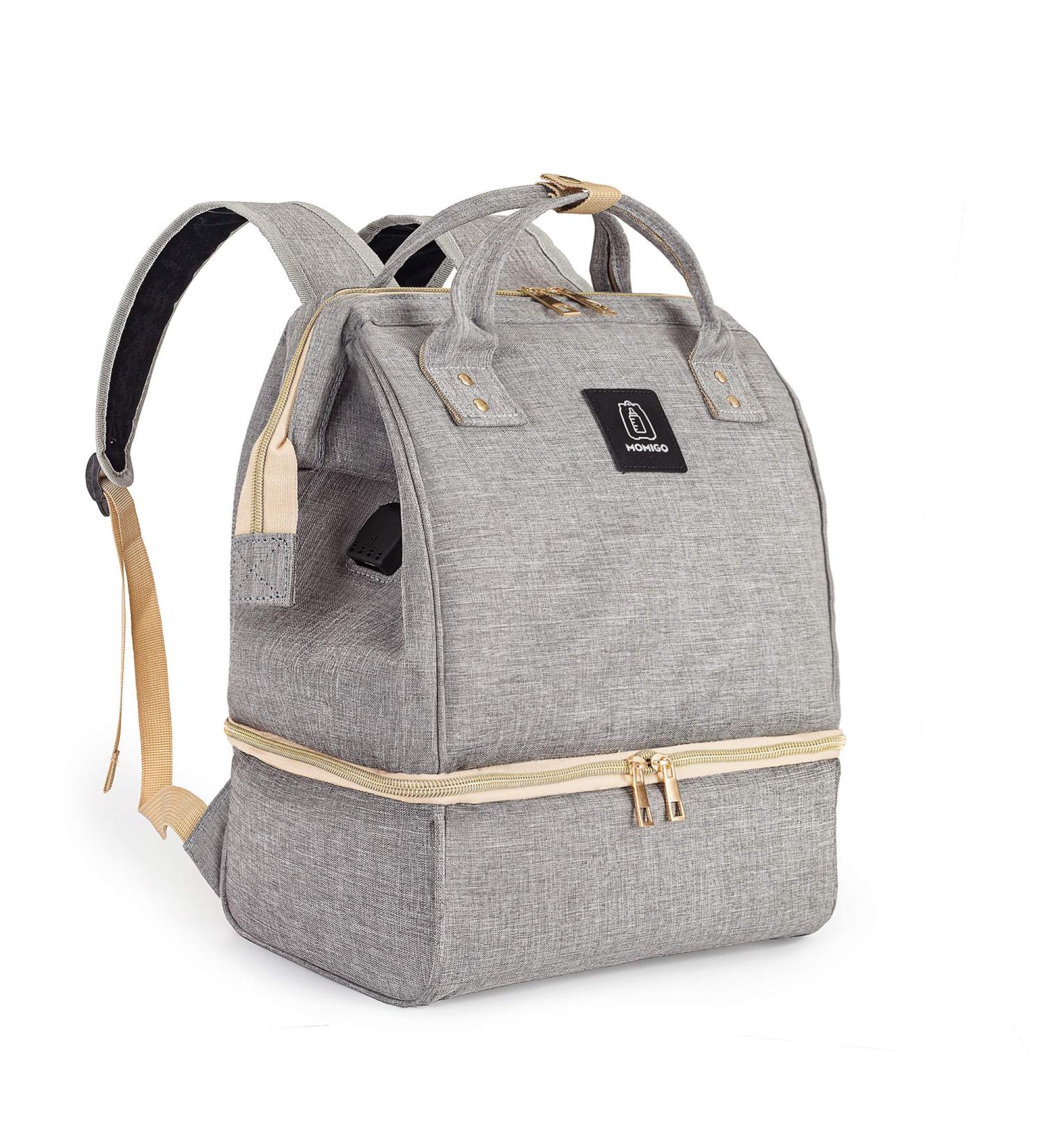 Double Layer Breast Pump Backpack with Cooler & Moistureproof Bag - Grey, USB Charging Port - Ideal for Outdoor Working Moms - Buy Online on GoSupps.com