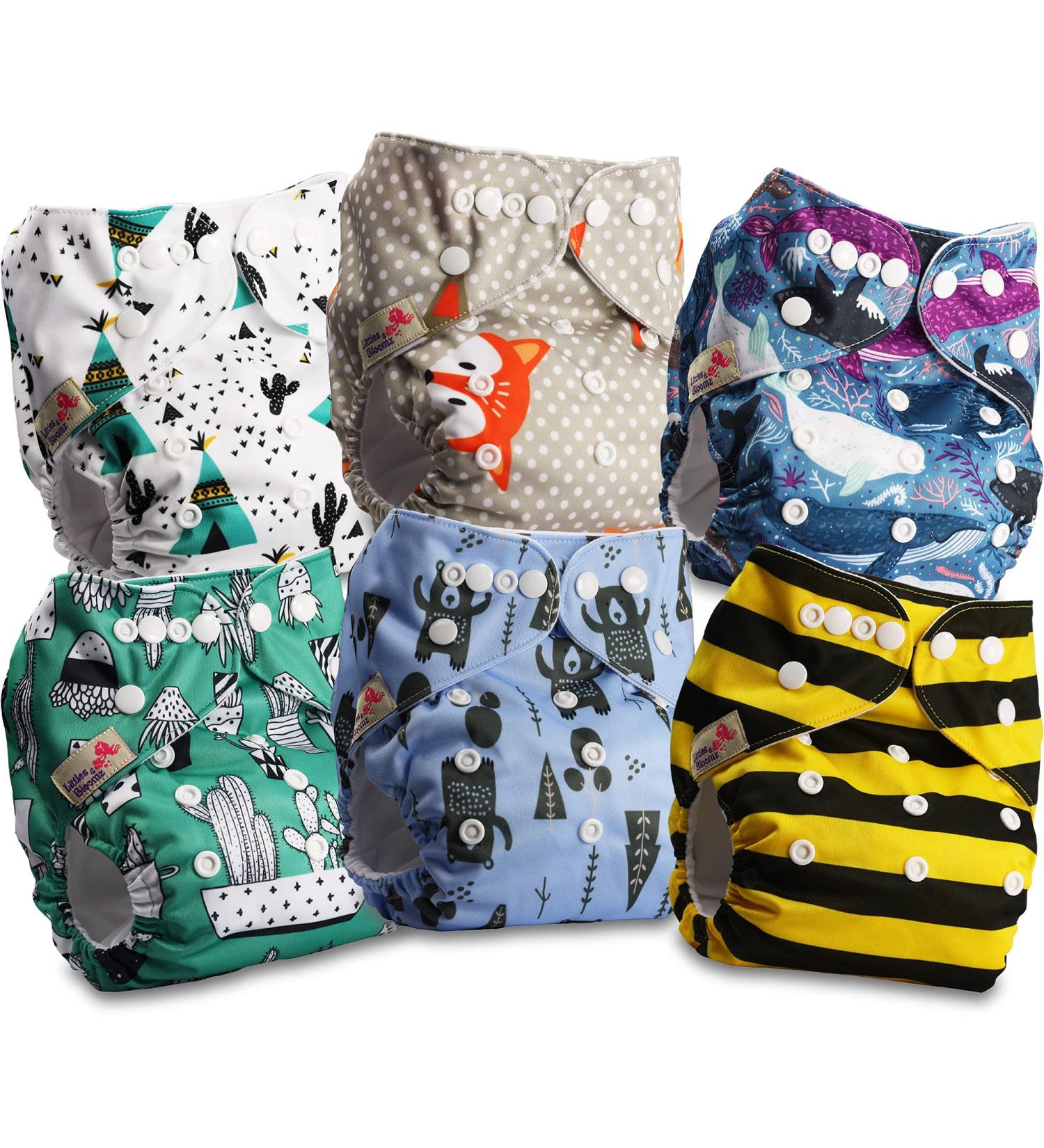 Littles and Bloomz FLP2-0605 Reusable Diapers - Standard Popper - 6 Pack | Eco-Friendly Comfortable & Ideal for International Shipping - Buy Online on GoSupps.com
