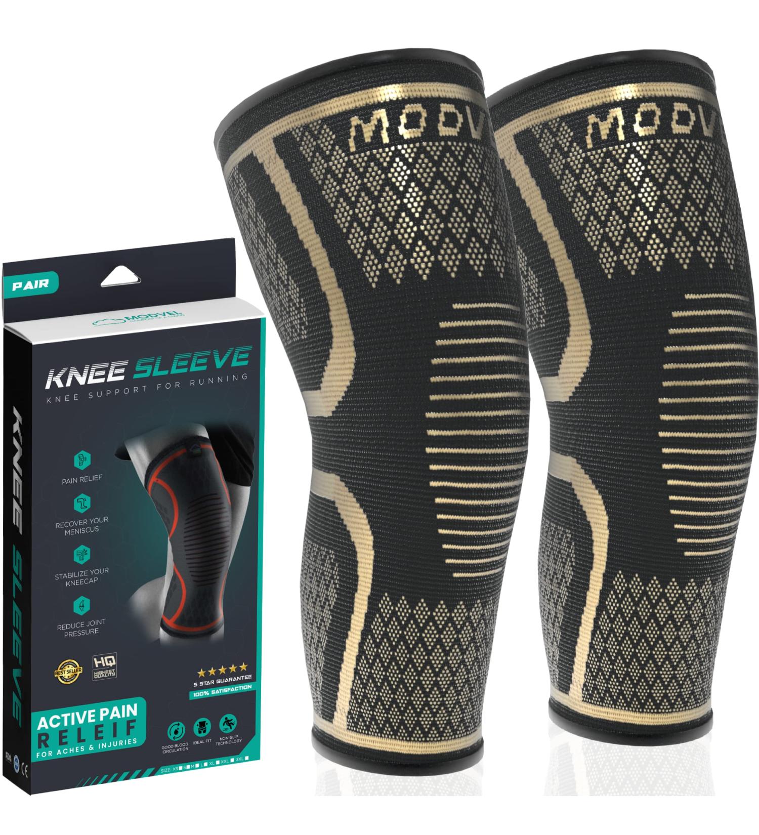 MODVEL 2 Pack Knee Brace | Compression Sleeve for Men & Women | Support for Running | Medical Grade Knee Pads for Meniscus Tear, ACL, Arthritis | Joint Pain Relief | X-Large High-Copper - Buy Online on GoSupps.com