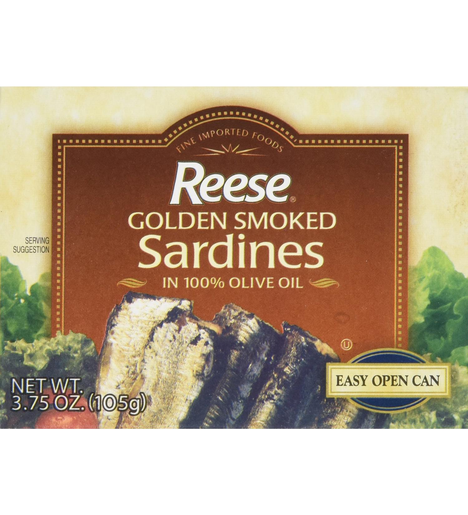 Reese Port Golden Smoked Sardines 3.75-Ounce (Pack of 10) - Premium Quality Golden Smoked Sardines - Buy Online on GoSupps.com