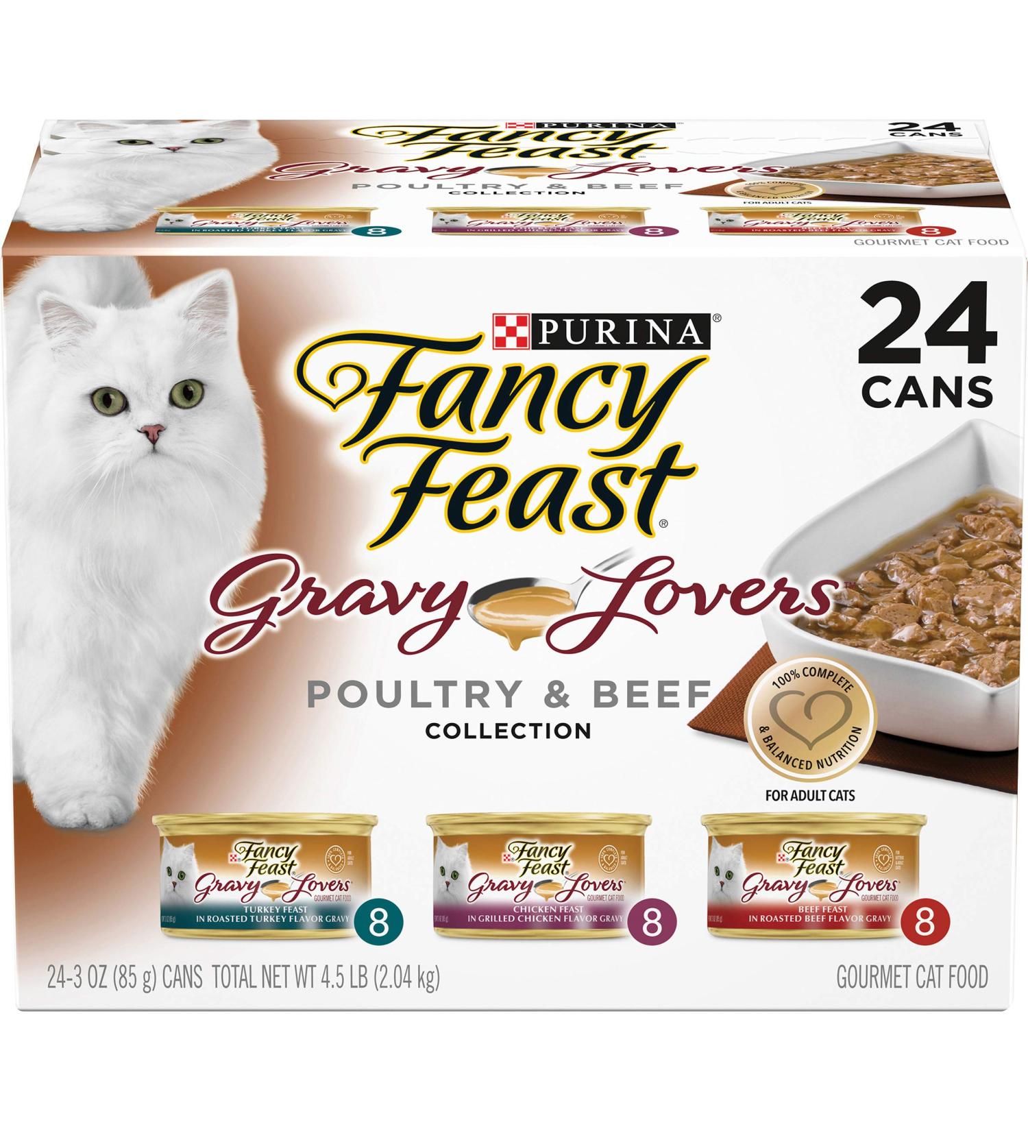 Purina Fancy Feast Gravy Lovers Variety Pack - 24 Cans, 3 oz - Poultry & Beef Wet Cat Food Collection - Buy Online on GoSupps.com