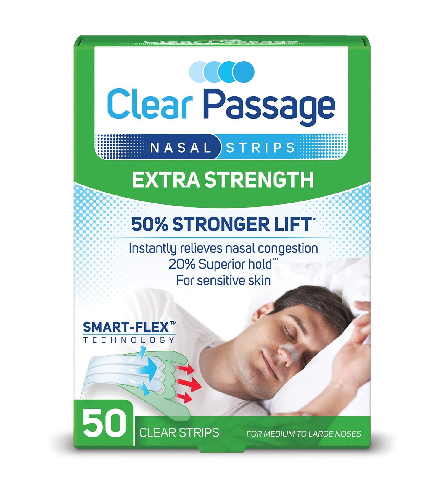 Clear Passage Nasal Strips - Extra Strength 50 Ct | Instantly Improve Sleep, Reduce Snoring & Relieve Nasal Congestion | Pack of 1 - Buy Online on GoSupps.com