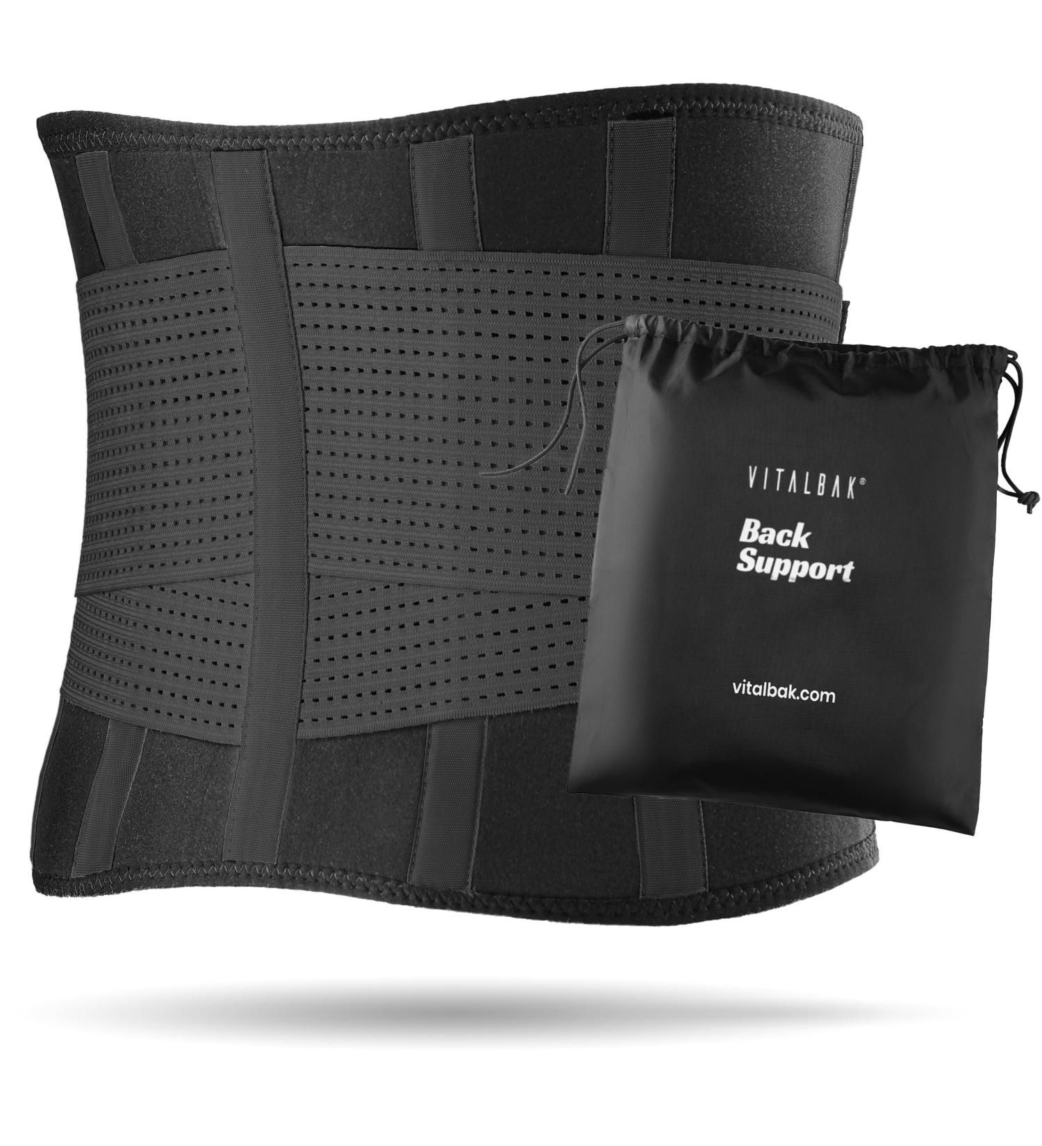 Vitalbak Back Bandage for Men & Women - Lumbar Support Belt for Hip & Back Pain Relief | Adjustable Two-Setting Black Back Support (Size L) - Buy Online on GoSupps.com