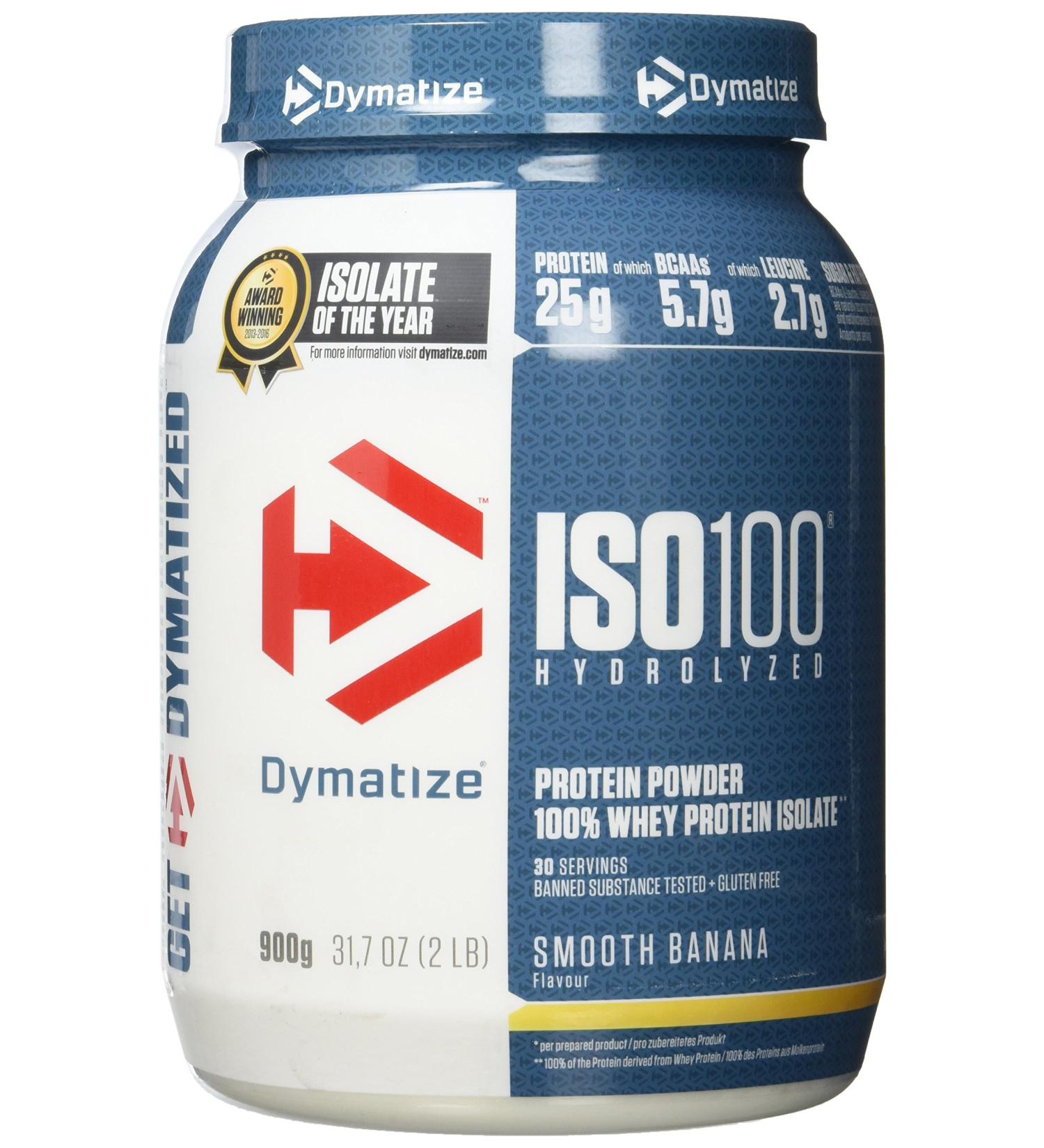 Dymatize ISO 100 Smooth Banana 900g - Premium Whey Protein Hydrolysate & Isolate Powder for Muscle Recovery - Buy Online on GoSupps.com