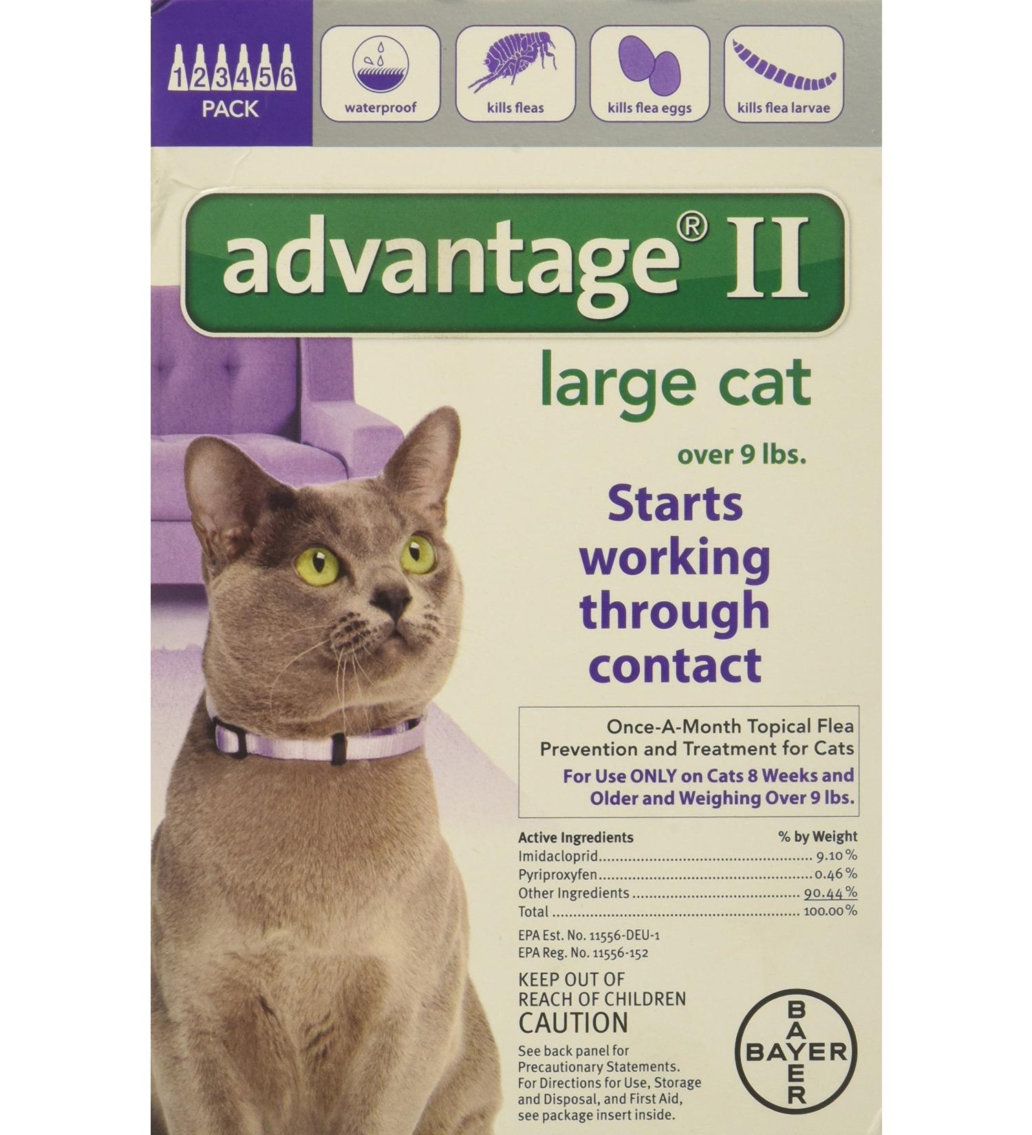 Bayer Advantage II for Cats Over 9 lbs 6-Pack - Fast-Acting Flea Treatment - Buy Online on GoSupps.com