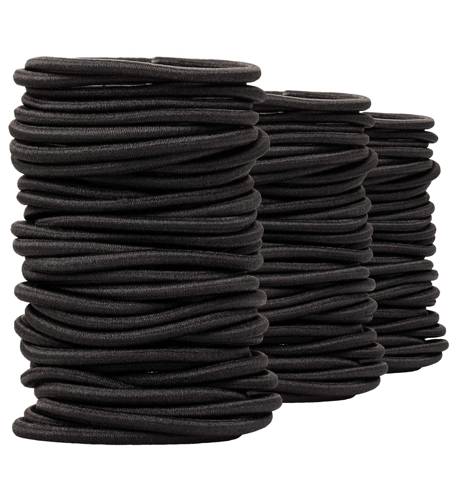 150 Pc Black Hair Ties - Elastic Ponytail Holders for Women, Men, Girls - No Damage Braided Hair Bands - Ouchless & Thick - Black Color - Buy Online on GoSupps.com