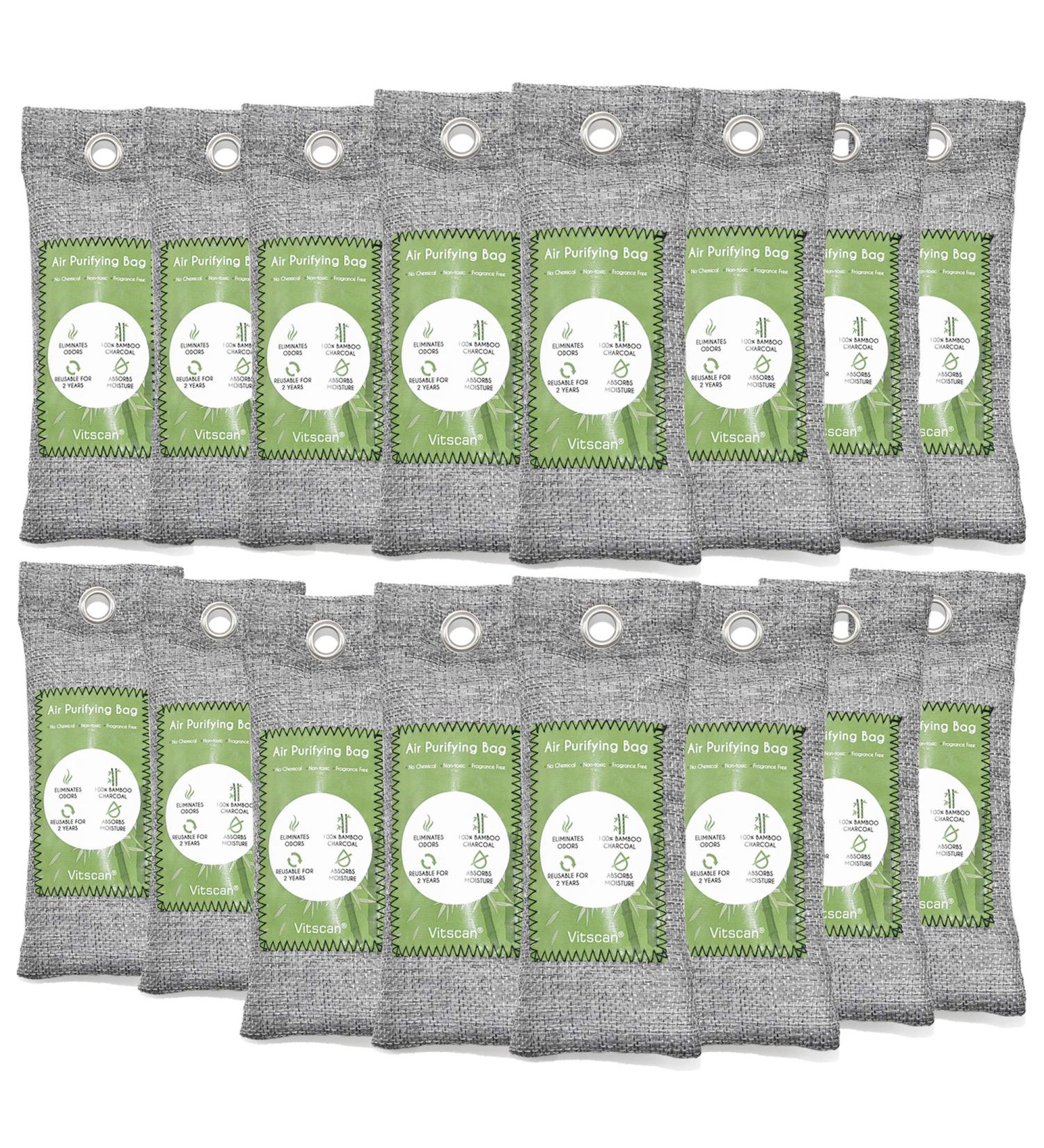 16 Pack Bamboo Charcoal Air Purifying Bags - Odor & Moisture Absorber for Home, Car & Closet - Natural Activated Charcoal Bags - Pet & Shoe Deodorizer - Odor Eliminators (16x50g) - Buy Online on GoSupps.com