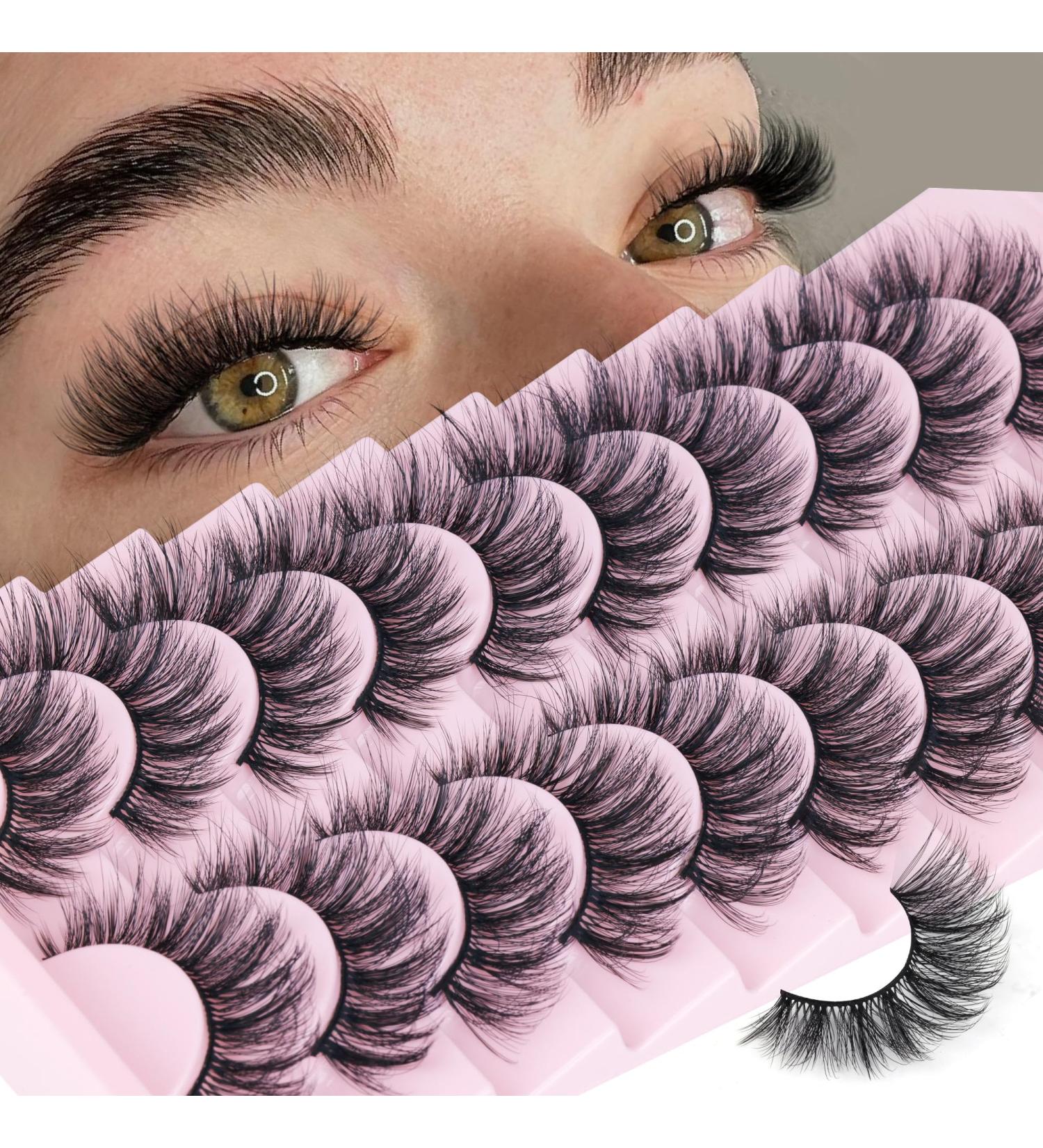 FANXITON Cat Eye False Eyelashes - 10 Pairs Wispy Mink Lashes Fluffy 18mm C Curl for Natural Look - Buy Online on GoSupps.com
