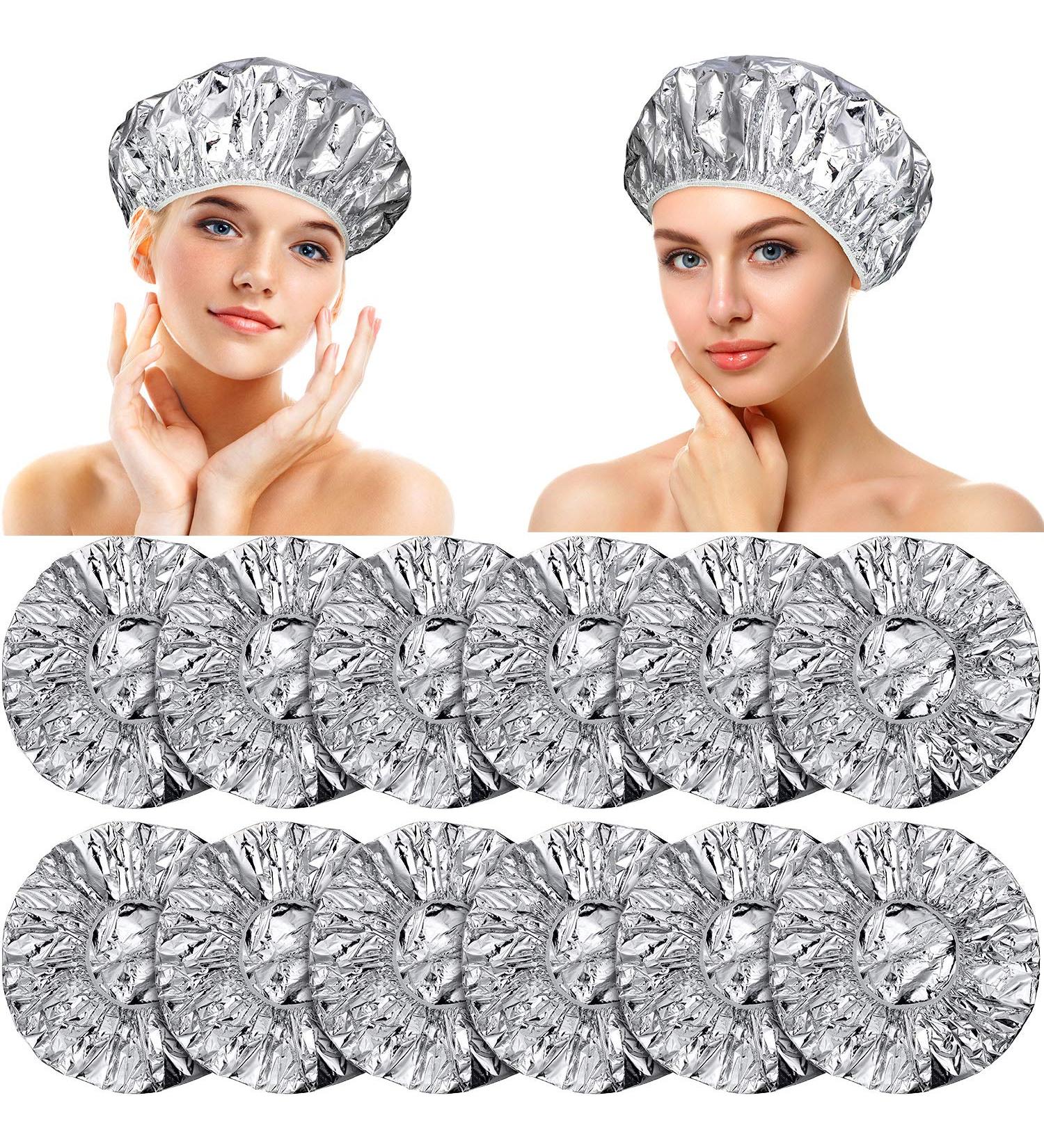 12 Pack Reusable Aluminum Foil Conditioning Caps - 12 Inch Silvery | Home & Salon Hair Processing Caps for Coloring - Shower Cap Included - Buy Online on GoSupps.com